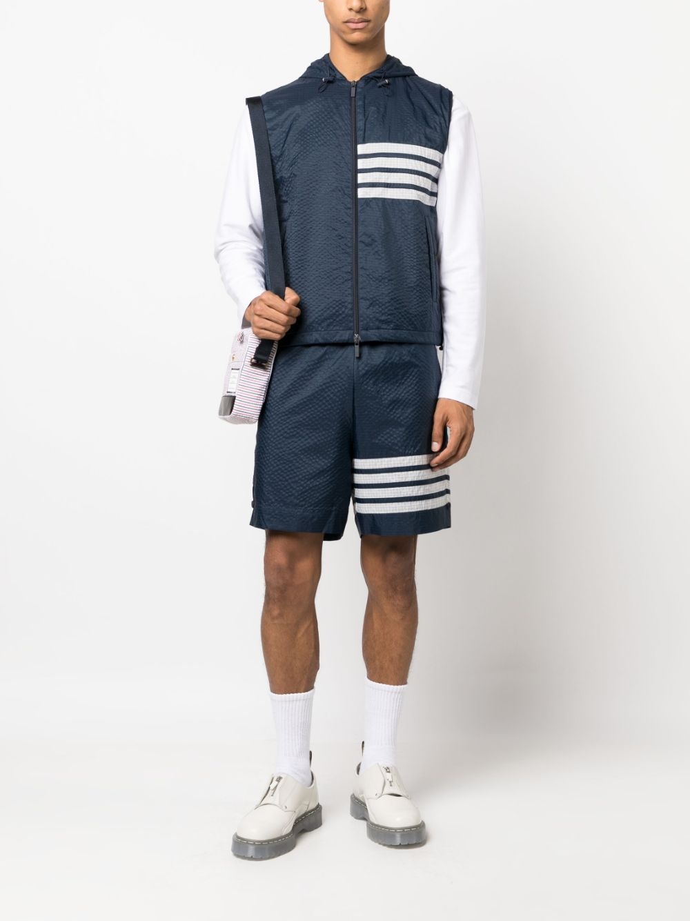 4-Bar stripe ripstop hooded gilet - 2
