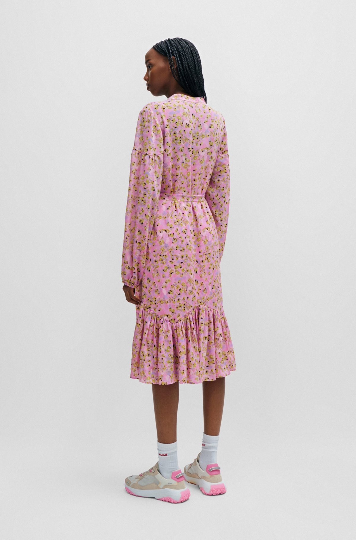FLORAL-PRINT DRESS WITH VOLUMINOUS SLEEVES - 4