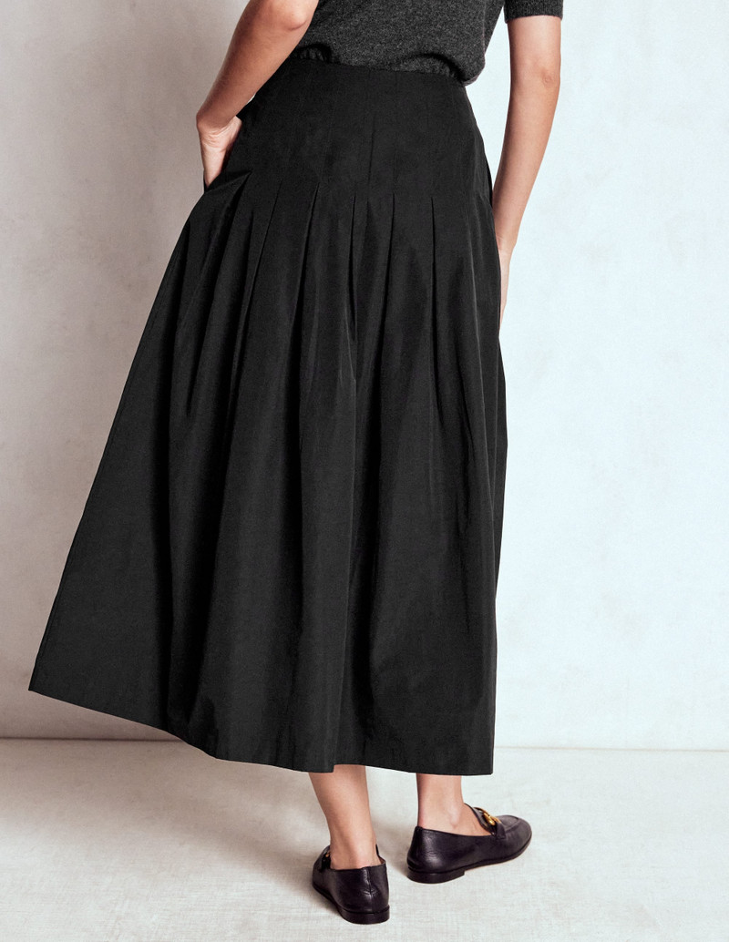 Valentina Taffeta Midi Skirt-Black 4