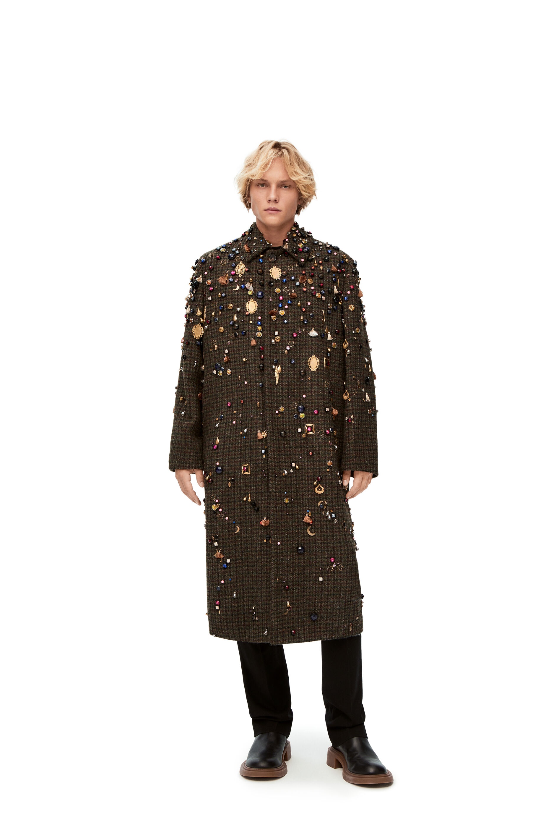 Embellished long coat in wool - 3