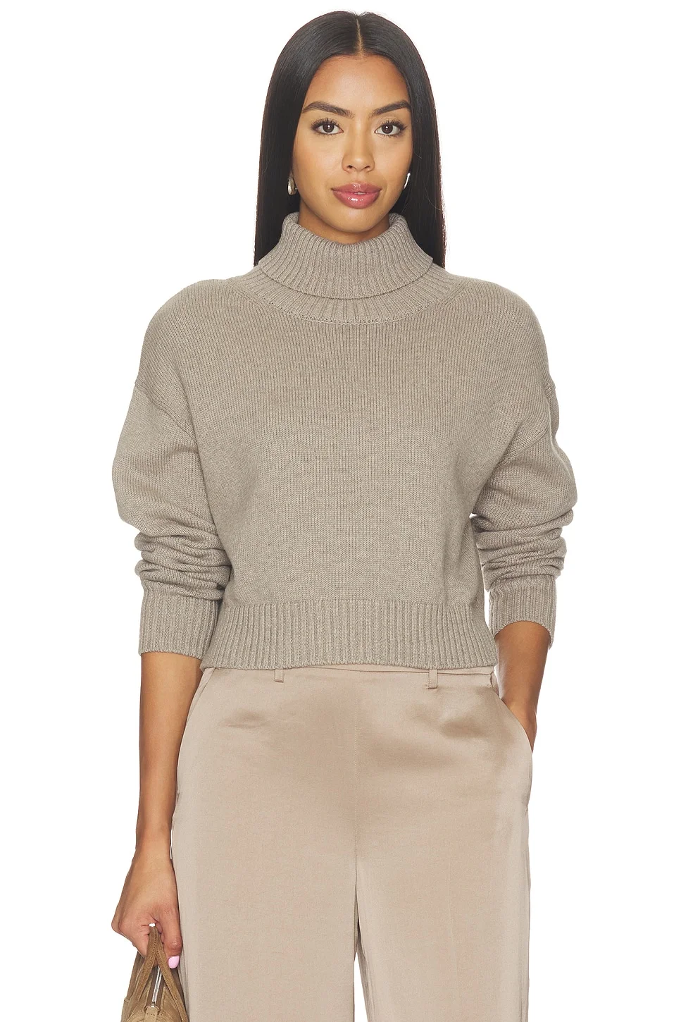 Cotton Cashmere Funnelneck Sweater - 1