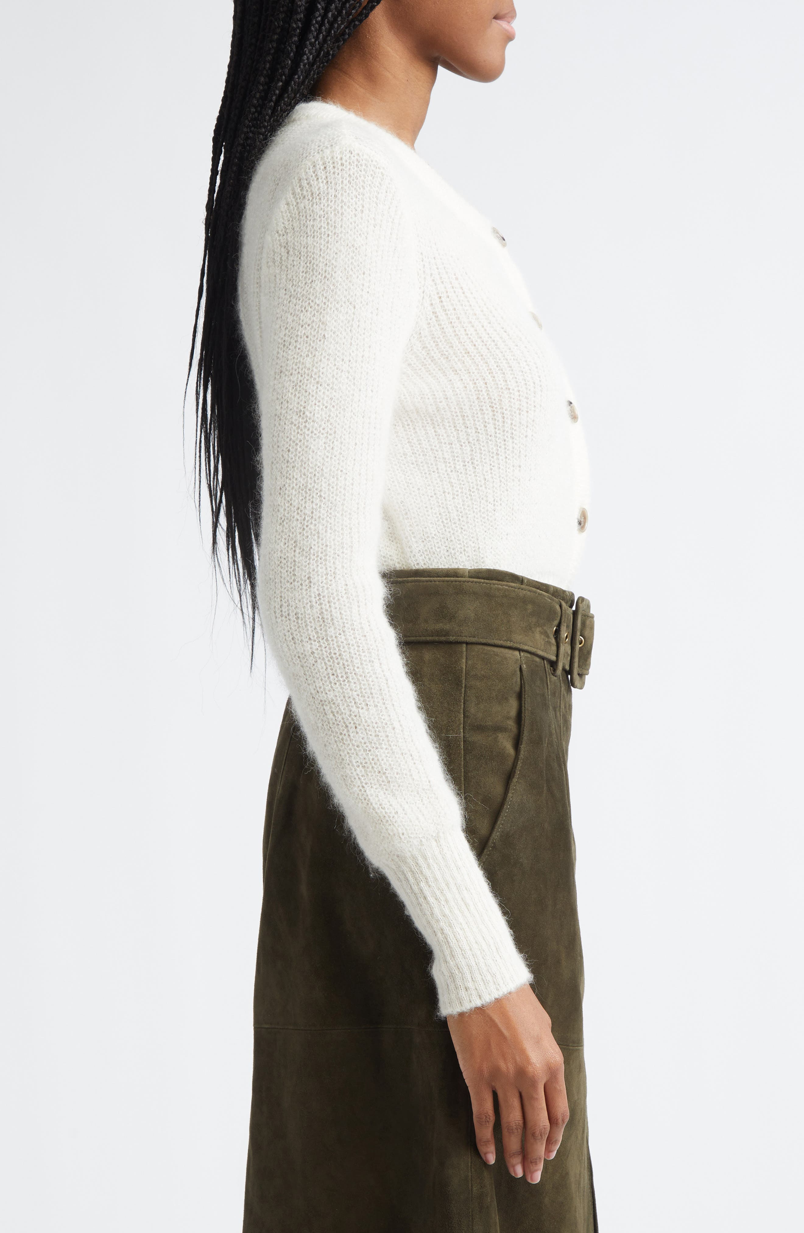Veronica Beard Gilmour Crop Cardigan in Dove at Nordstrom - 4