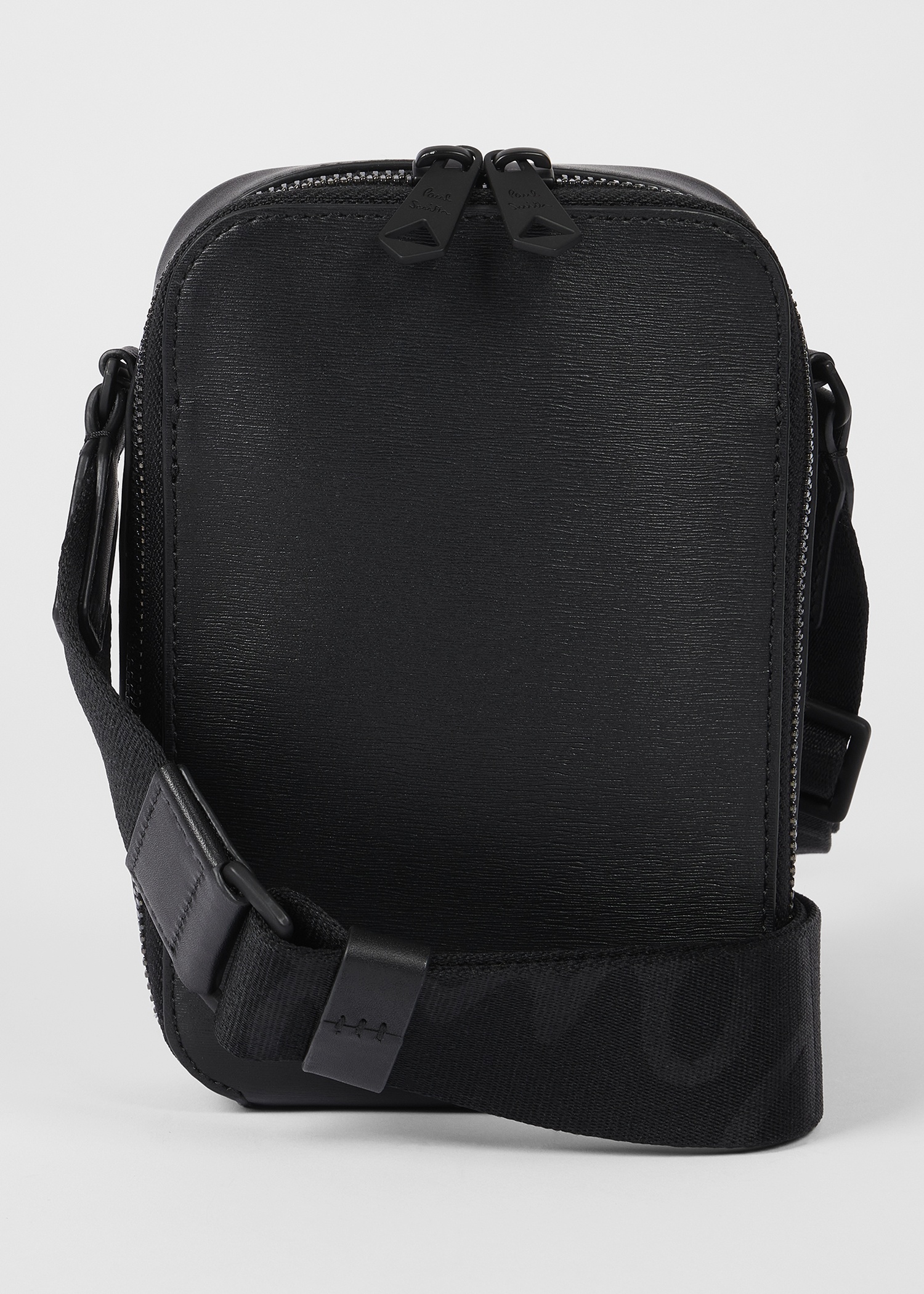 Black Straw-Grain Embossed Leather Flight Bag - 5