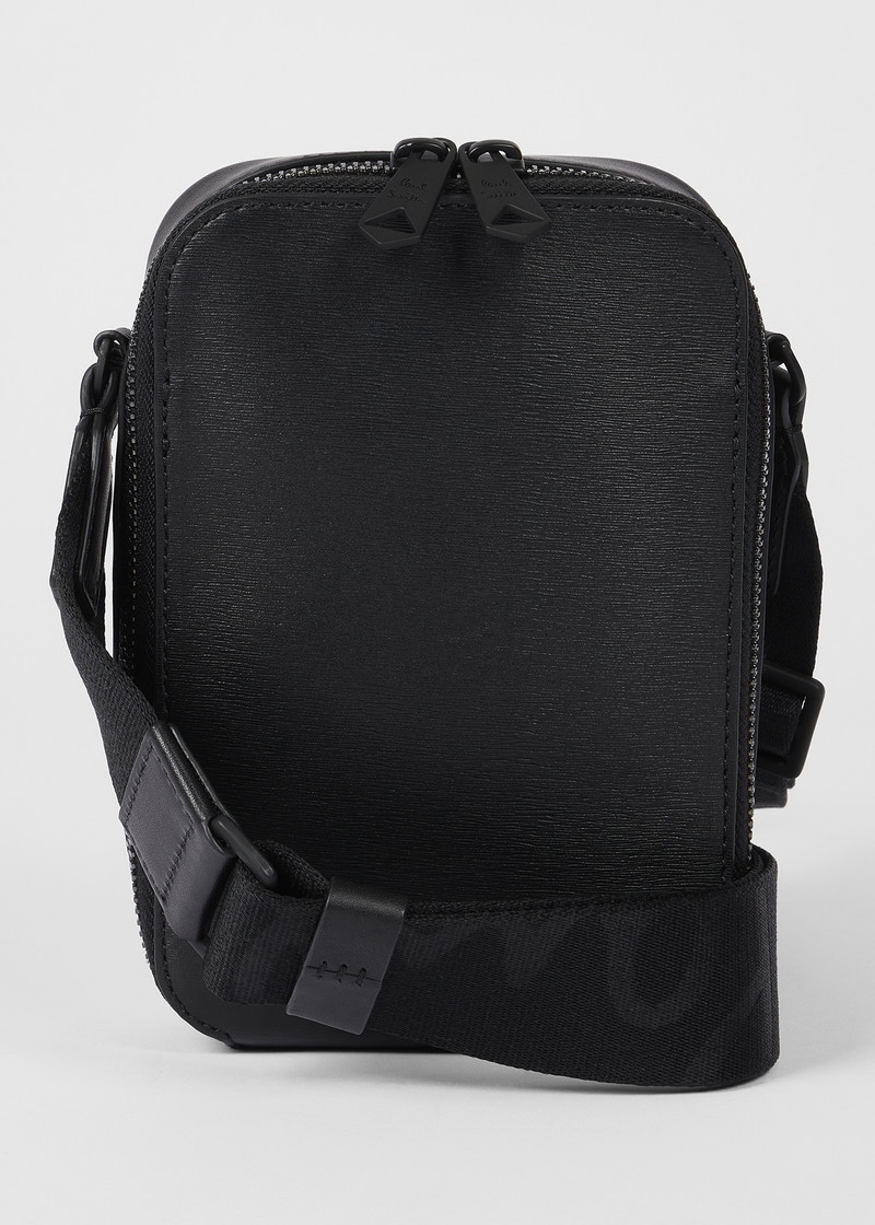 Black Straw-Grain Embossed Leather Flight Bag 5