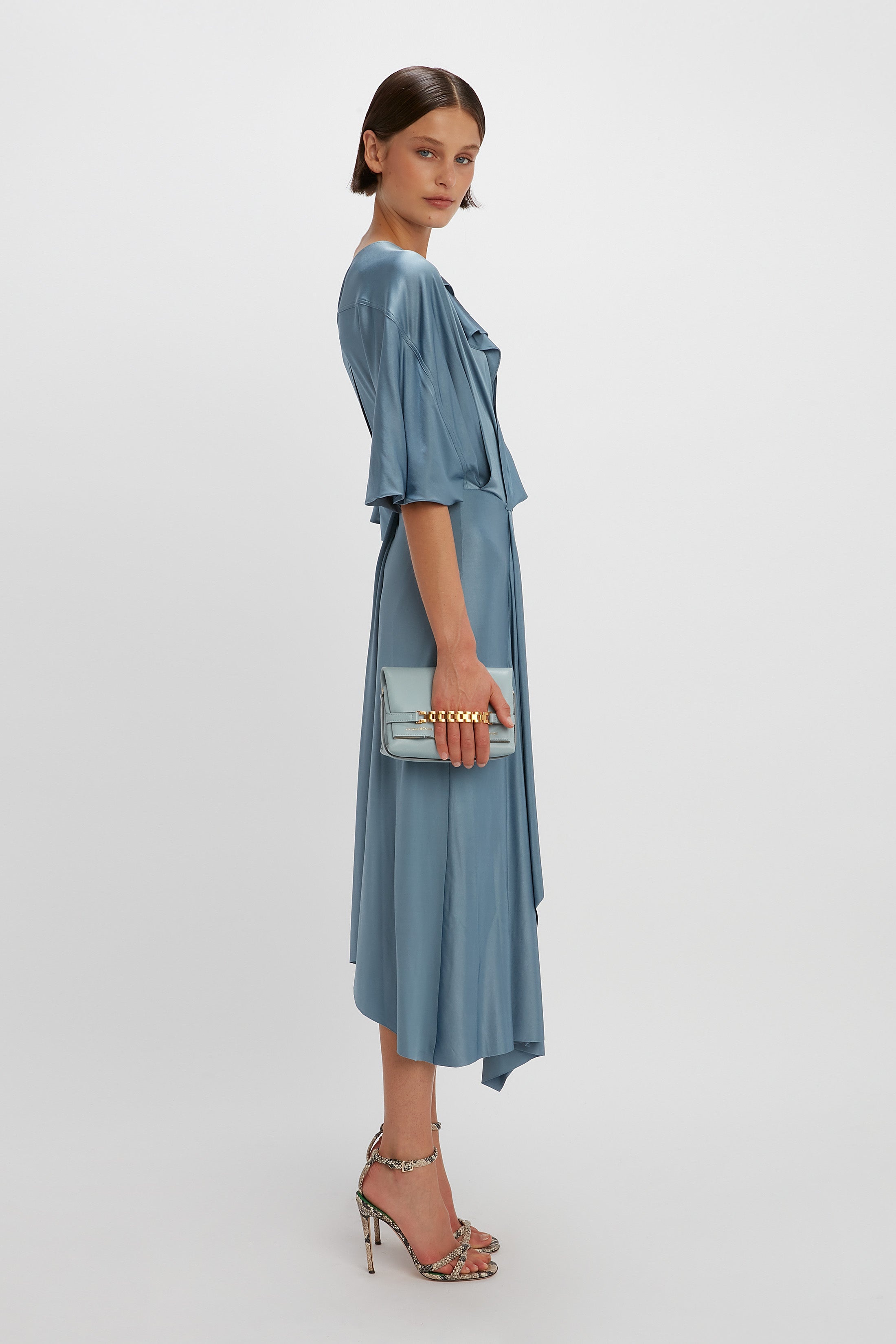 Cape Sleeve Cut Out Dress in Stone - 5