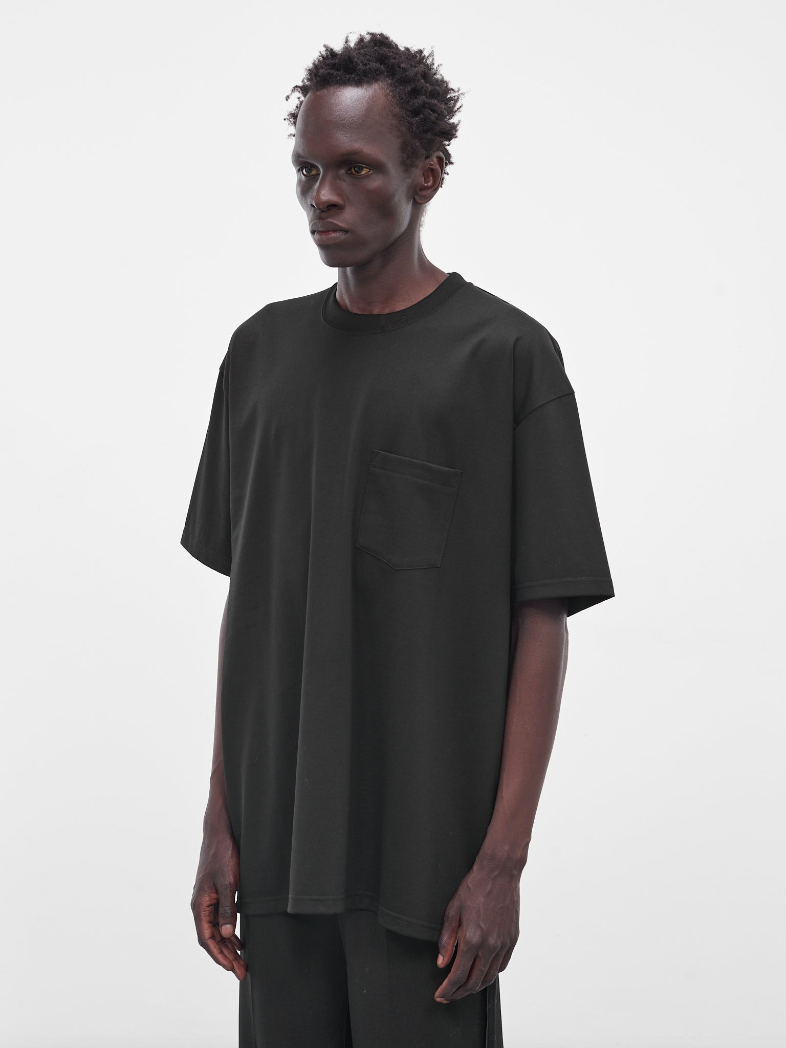 Black Oversized Cotton Pocket Tee - 2