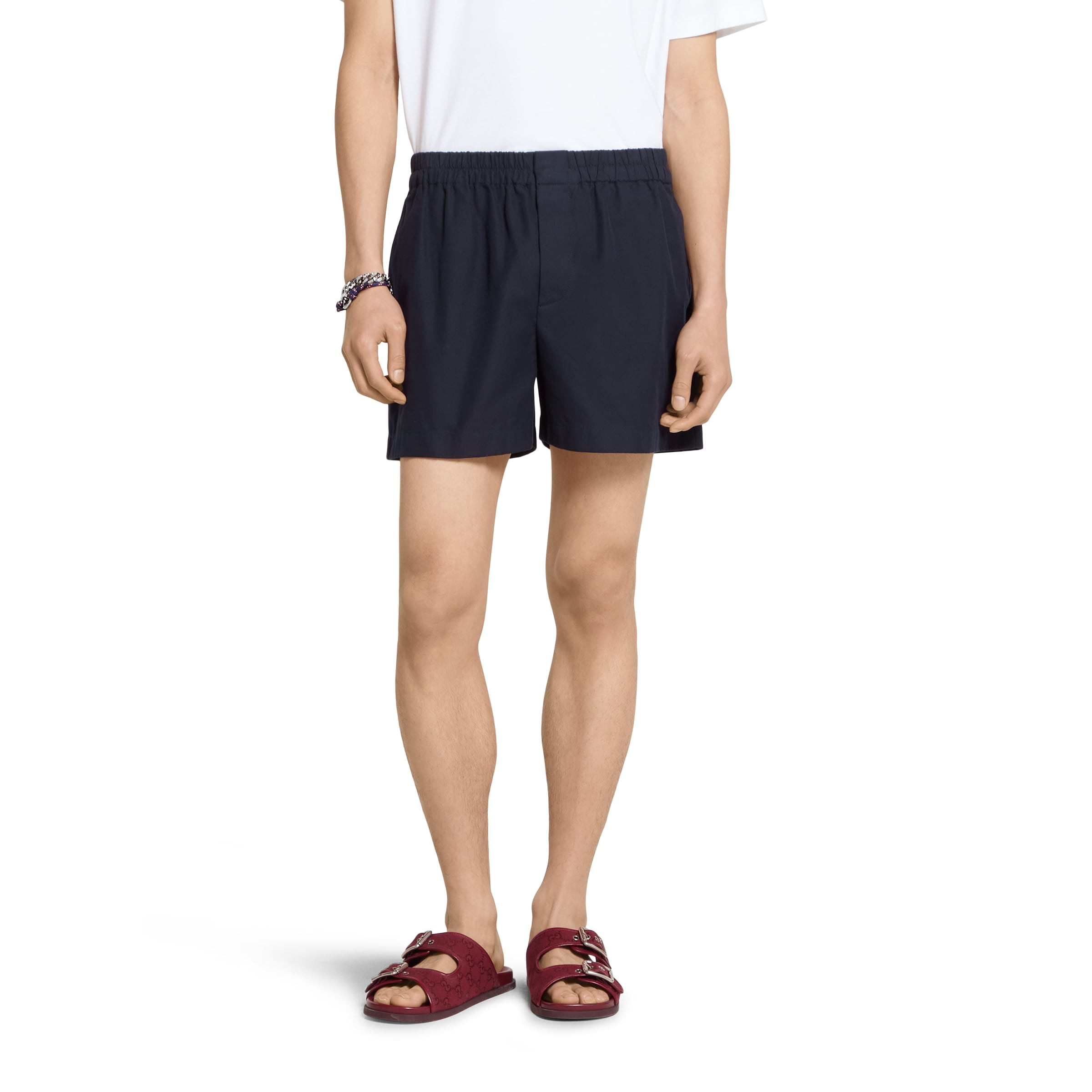 Oxford cotton shorts with embroidery - 3