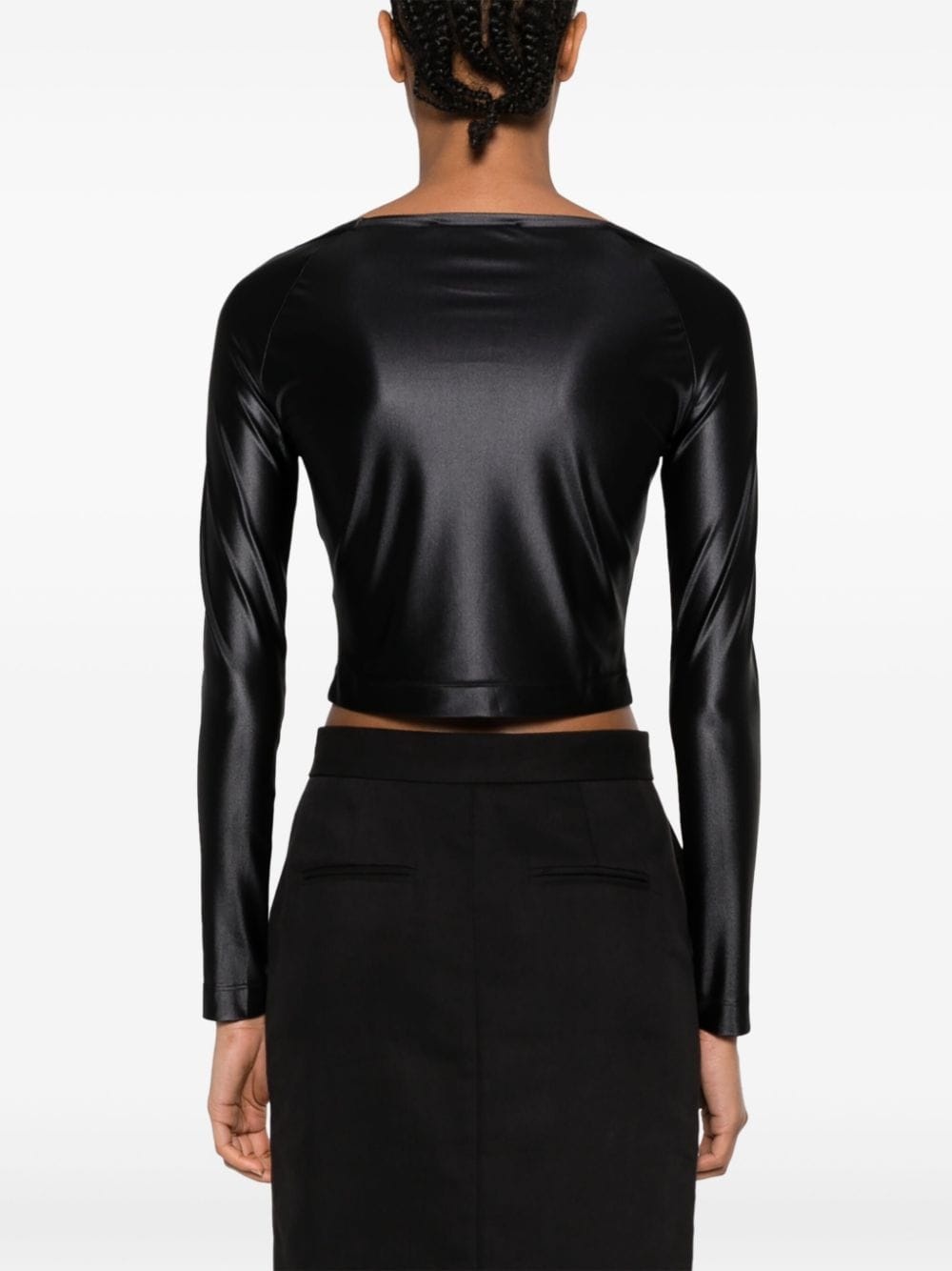 logo-plaque jersey crop top - 4
