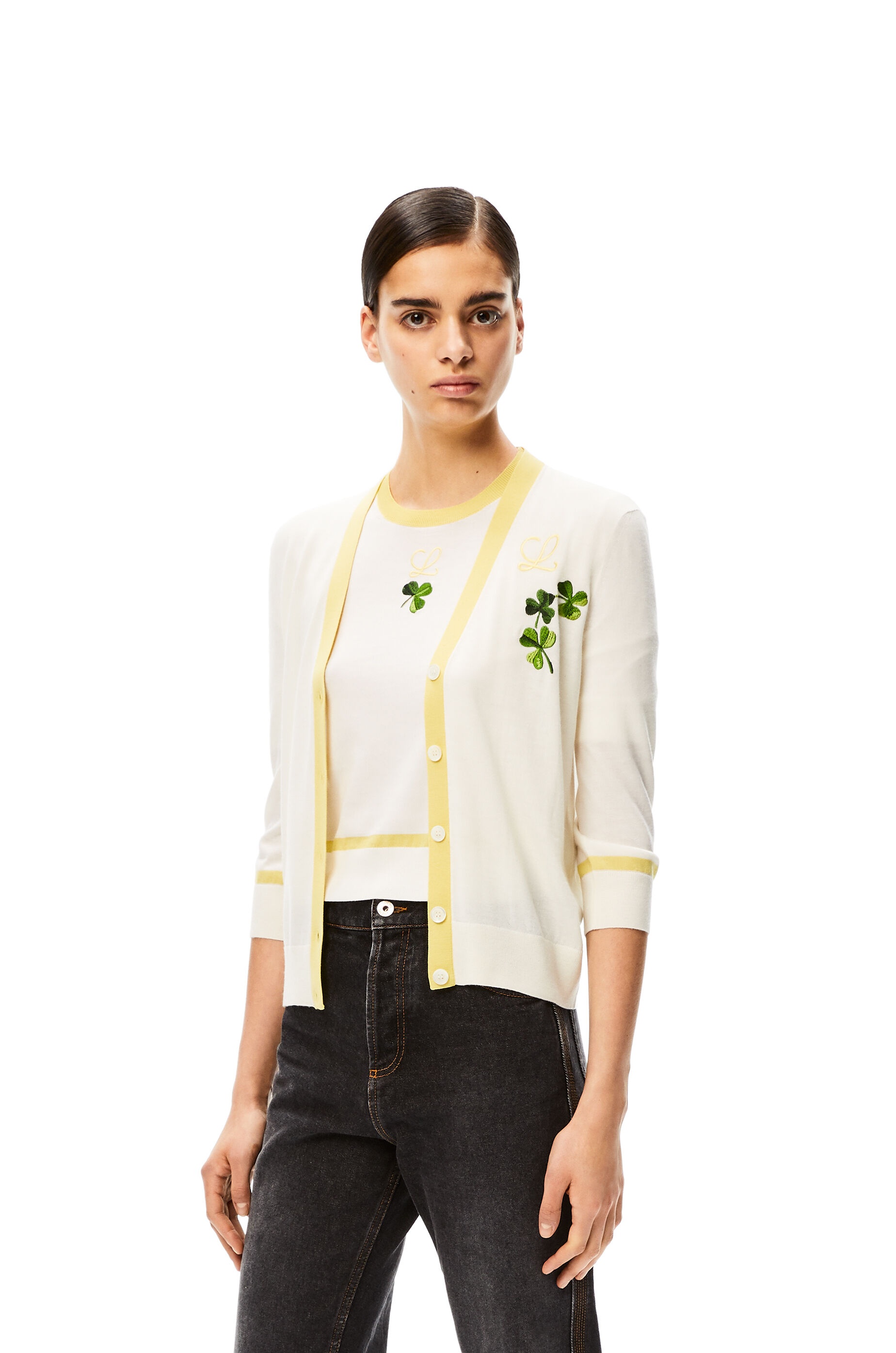 Shamrock embroidered cardigan in wool - 2