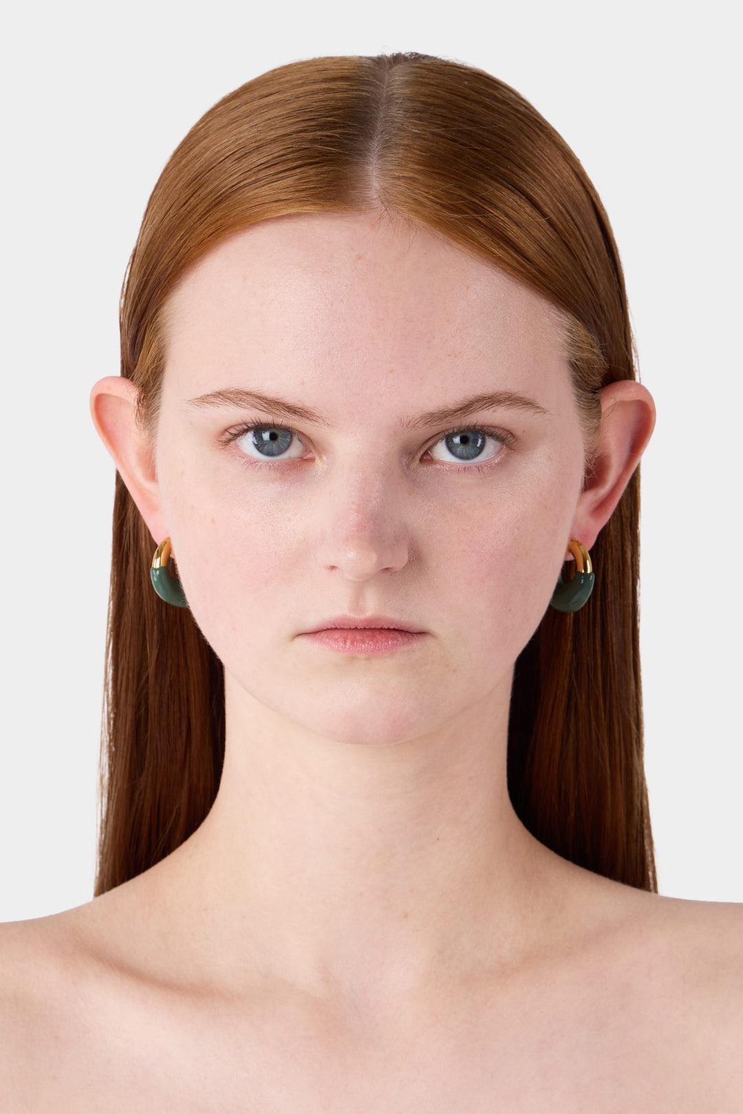 MINI RUBBERIZED EARRINGS GOLD / military green - 3