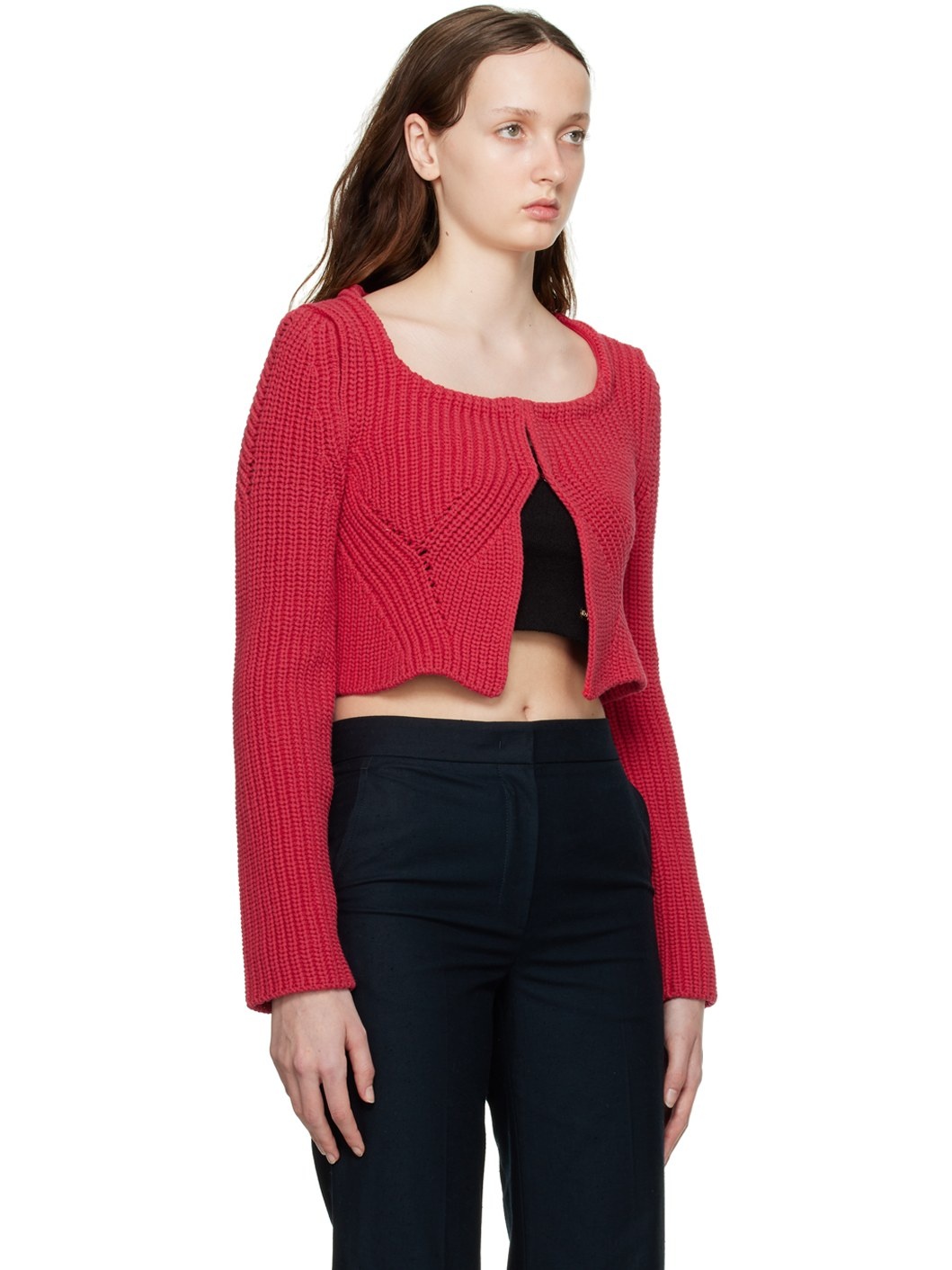 Red Chunky Cardigan - 2