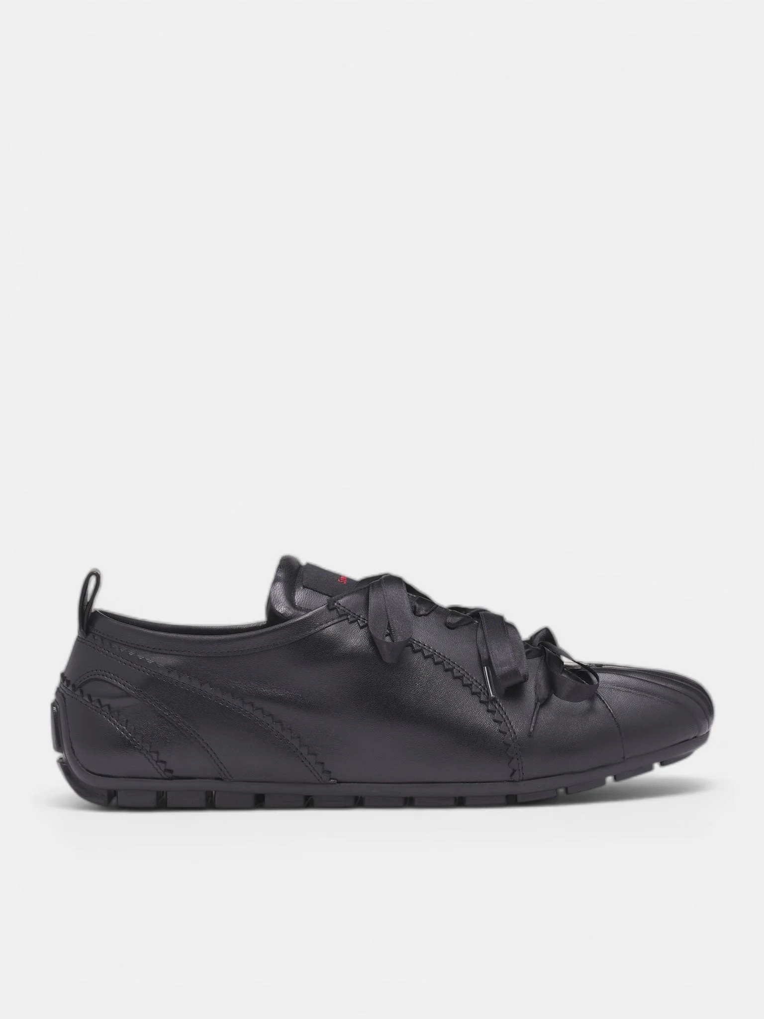 Black Leather Ballerina Grip Trainers - 1
