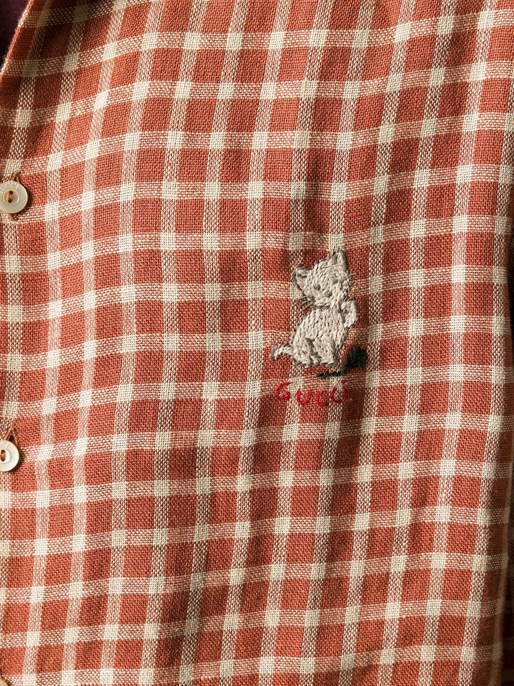 cat patch checked shirt  - 5