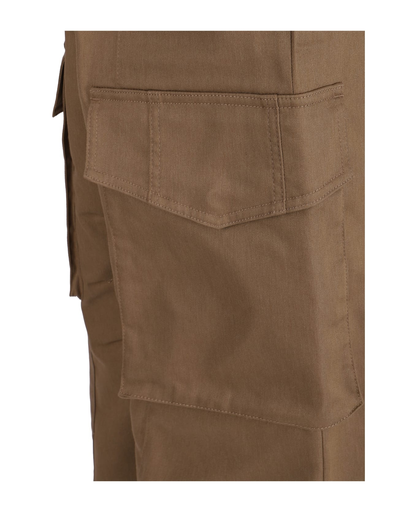 Beige Cotton Blend Cargo Pants - 3