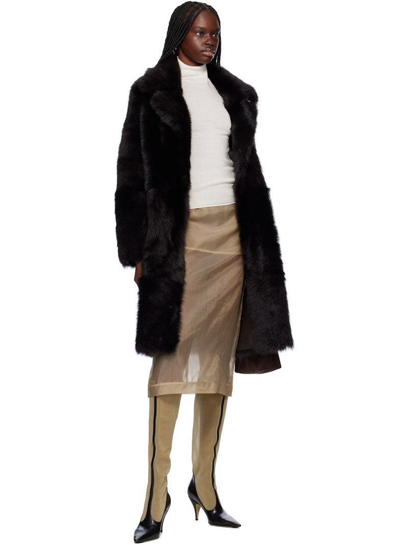 NOUR HAMMOUR Brown Evita Après-Ski Shearling Coat outlook