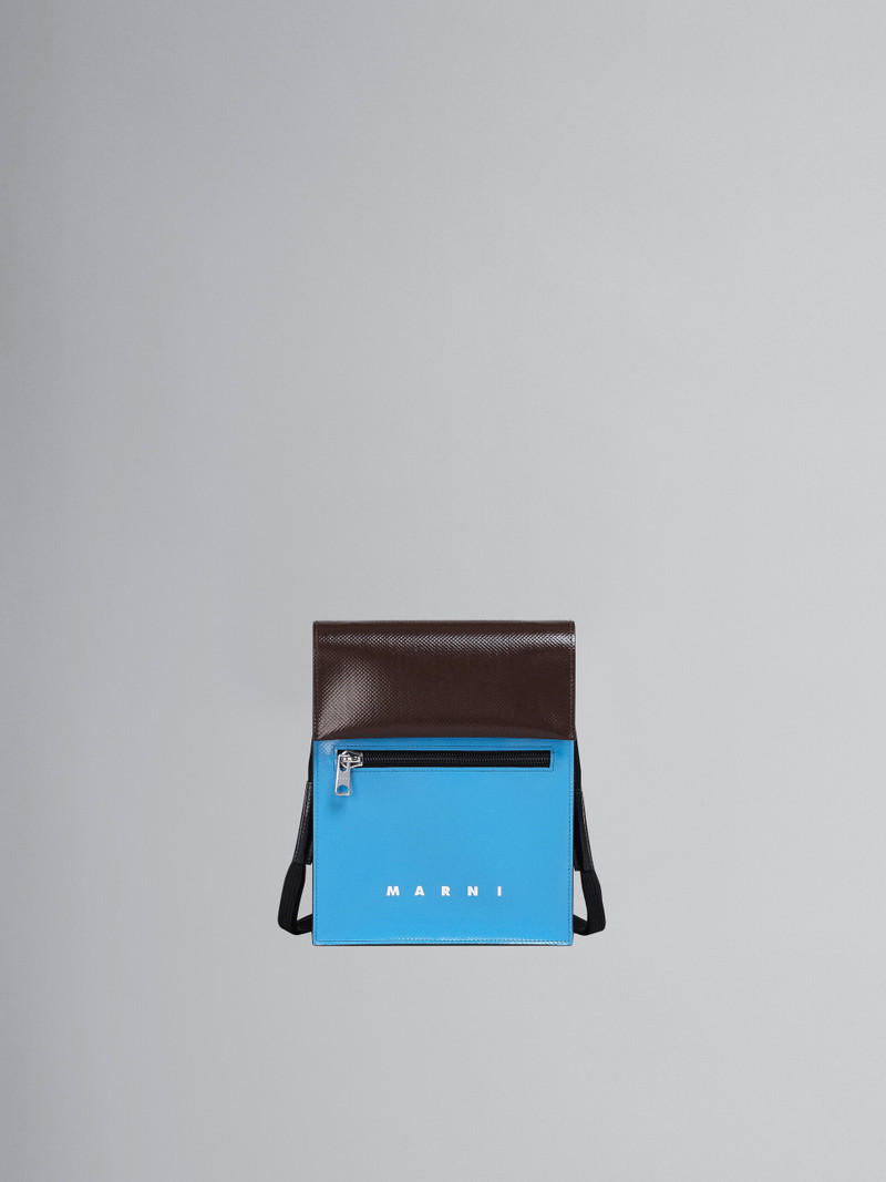 SKY BLUE AND BROWN TRIBECA MESSENGER BAG 1