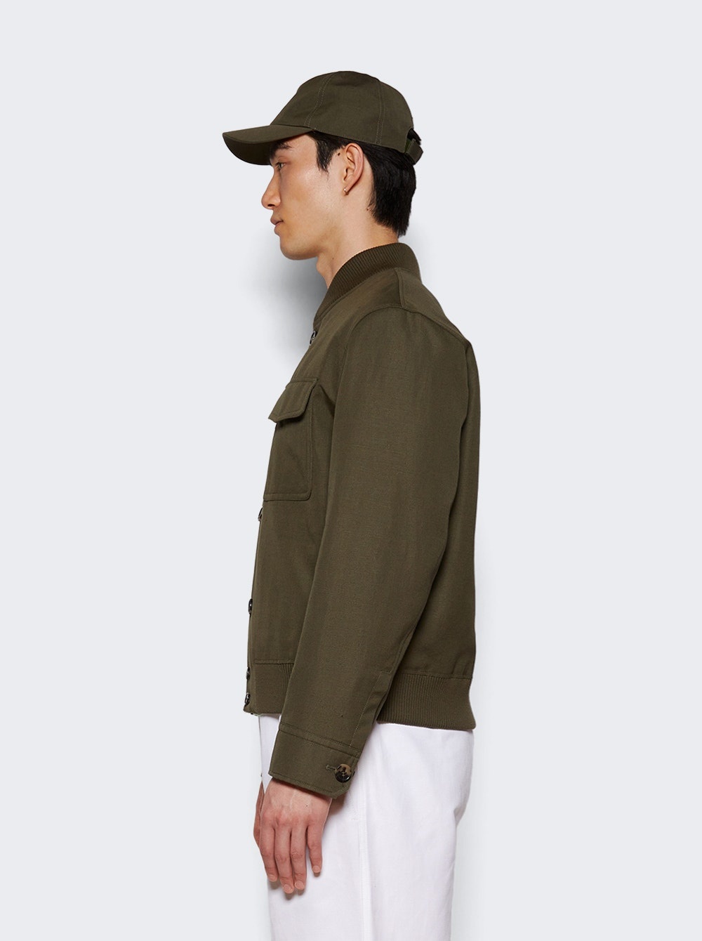 Kiku Cotton Linen Bomber Jacket Leaf Tea - 4