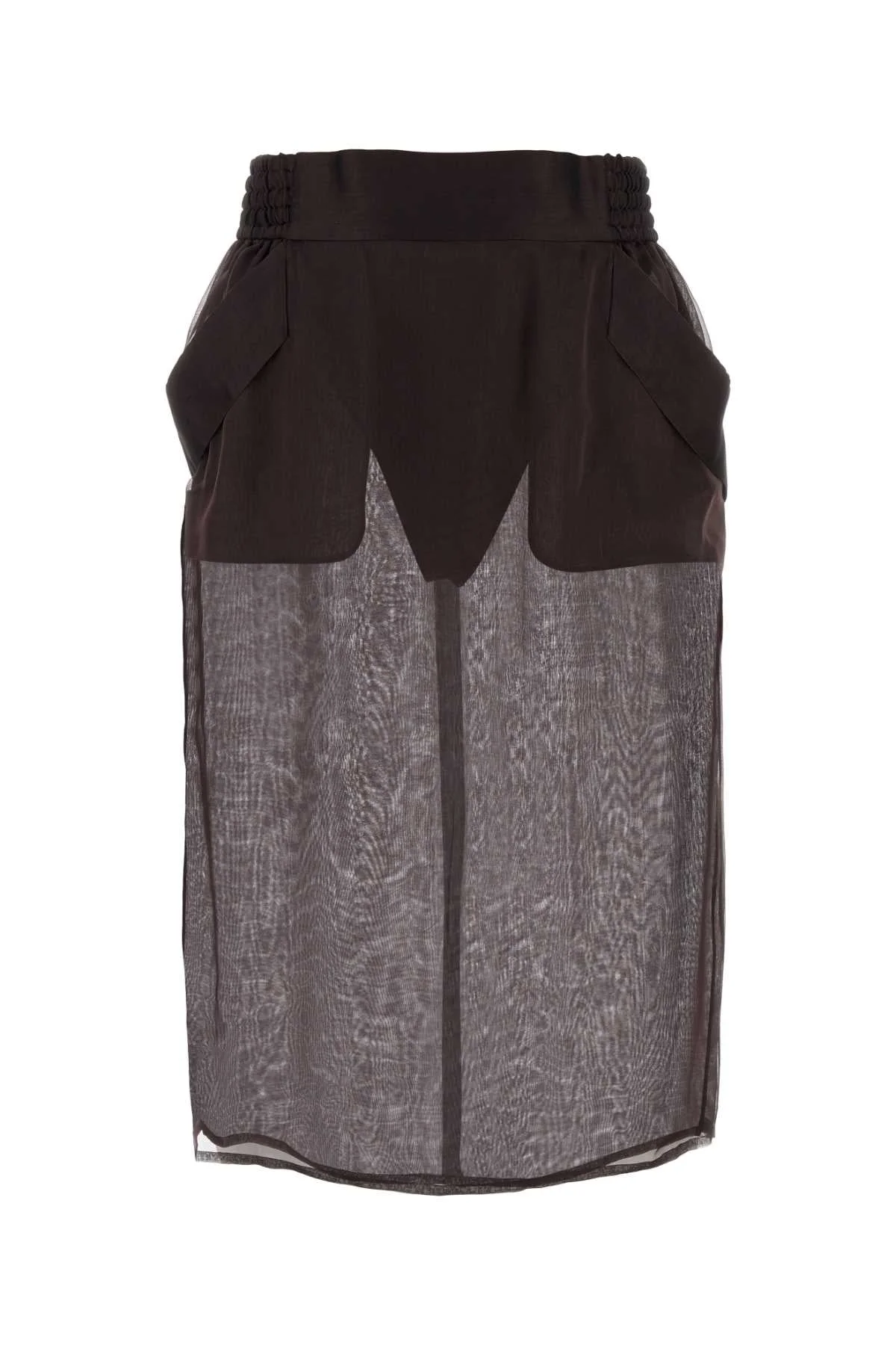 Saint Laurent Women Brown Silk Skirt - 1