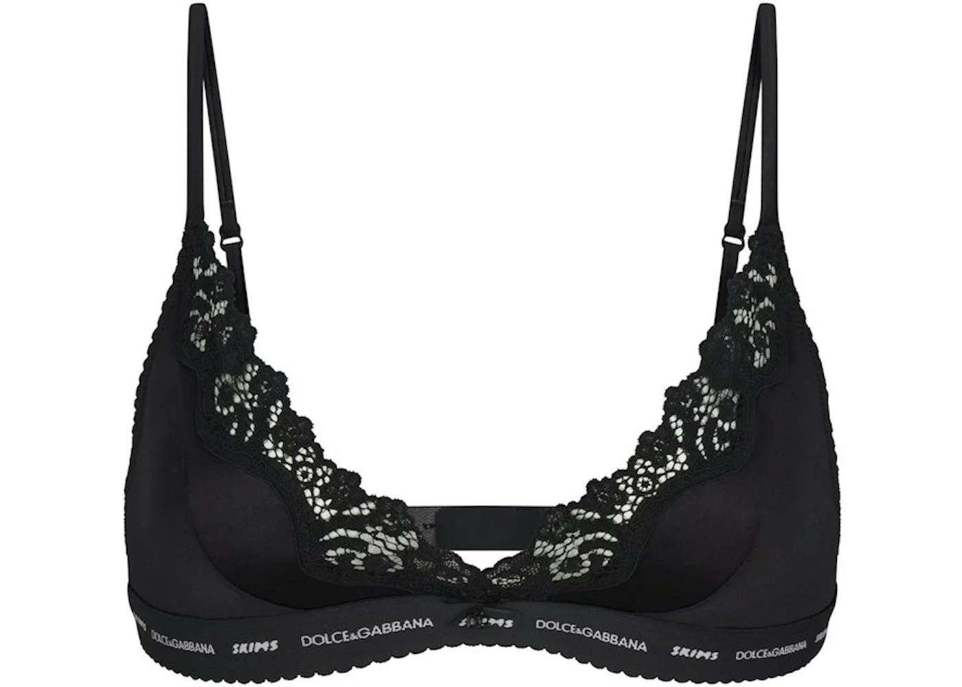 SKIMS x Dolce&Gabbana Stretch Satin Triangle Bralette Onyx - 1