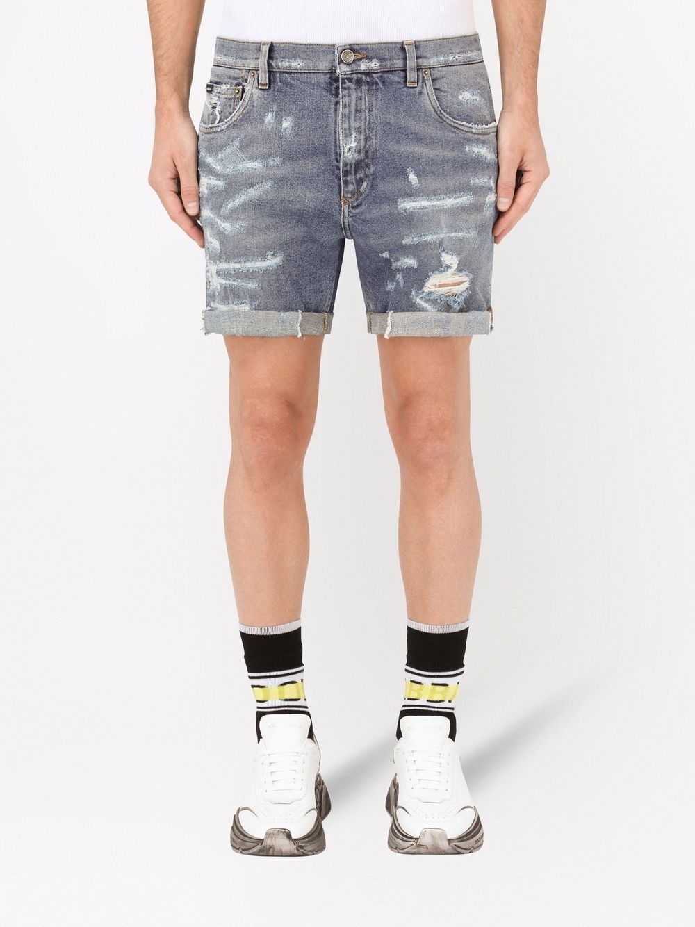 distressed denim shorts - 3