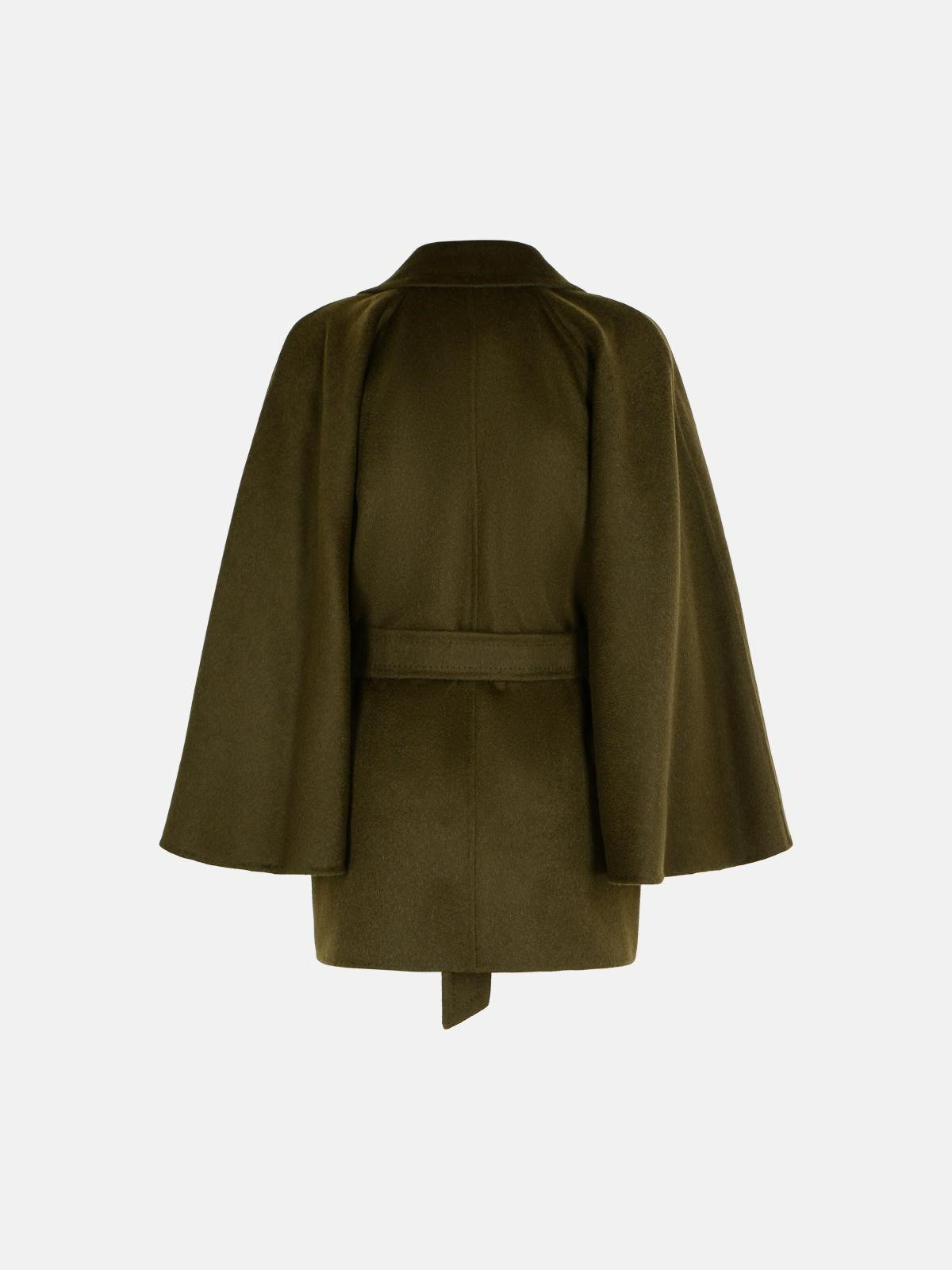 'VERNA' CAMEL COAT WITH MOSS GREEN BELT - 3