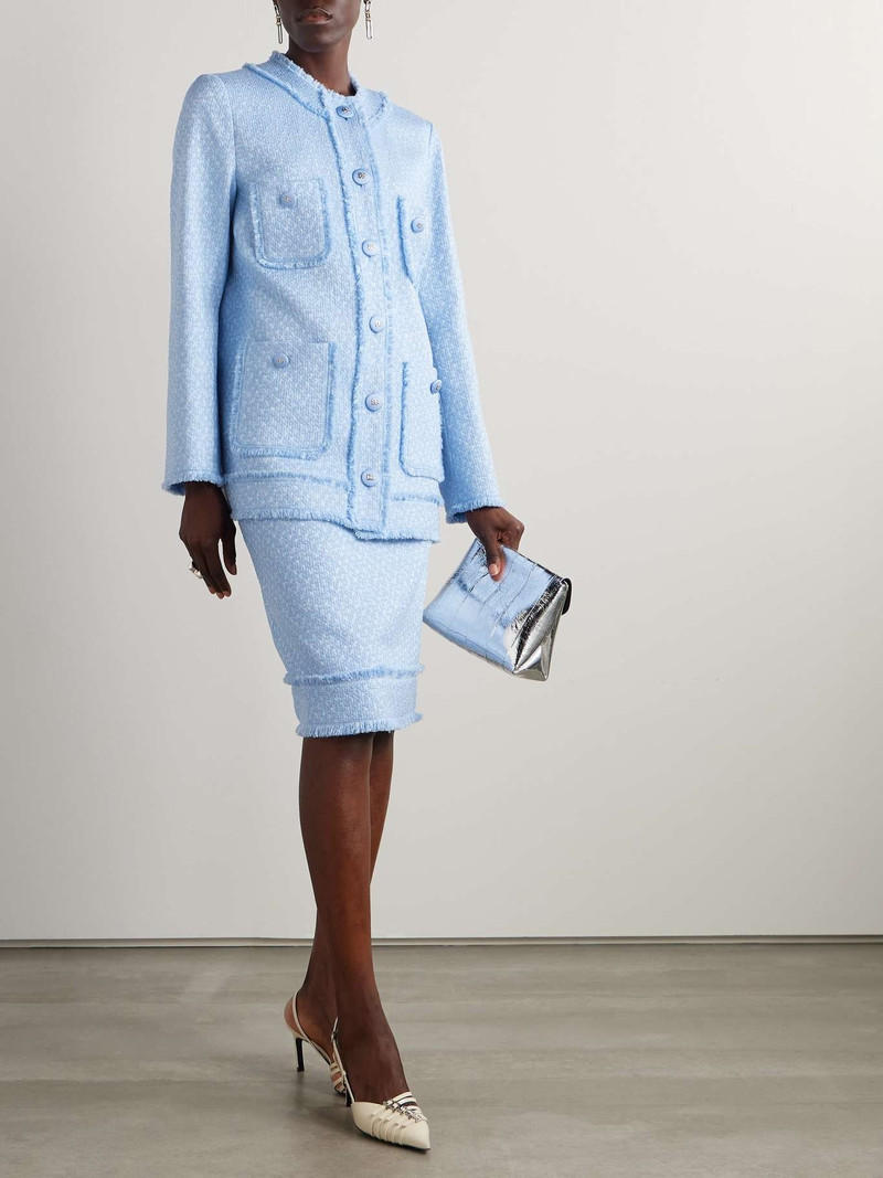 Dolce & Gabbana Frayed wool-blend tweed midi skirt outlook