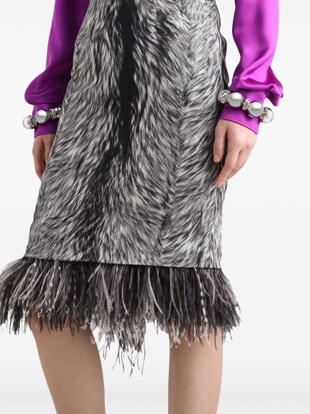 feather-trim faux-fur skirt - 4