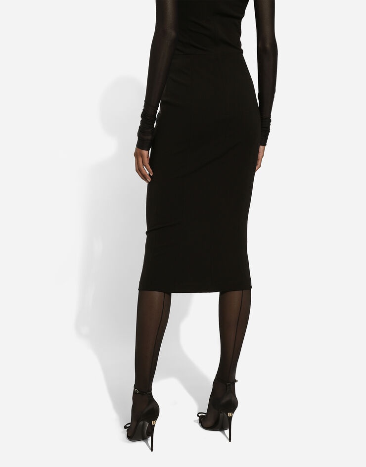 Jersey calf-length dress with tulle sleeves - 5