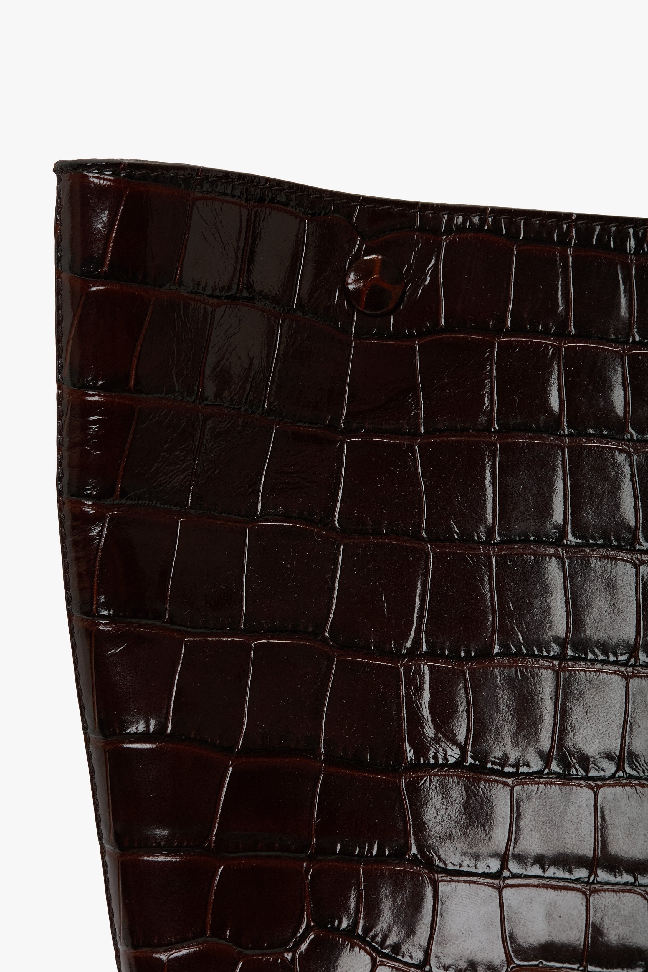 W11 Jumbo Tote In Dark Brown Croc Embossed Leather - 6