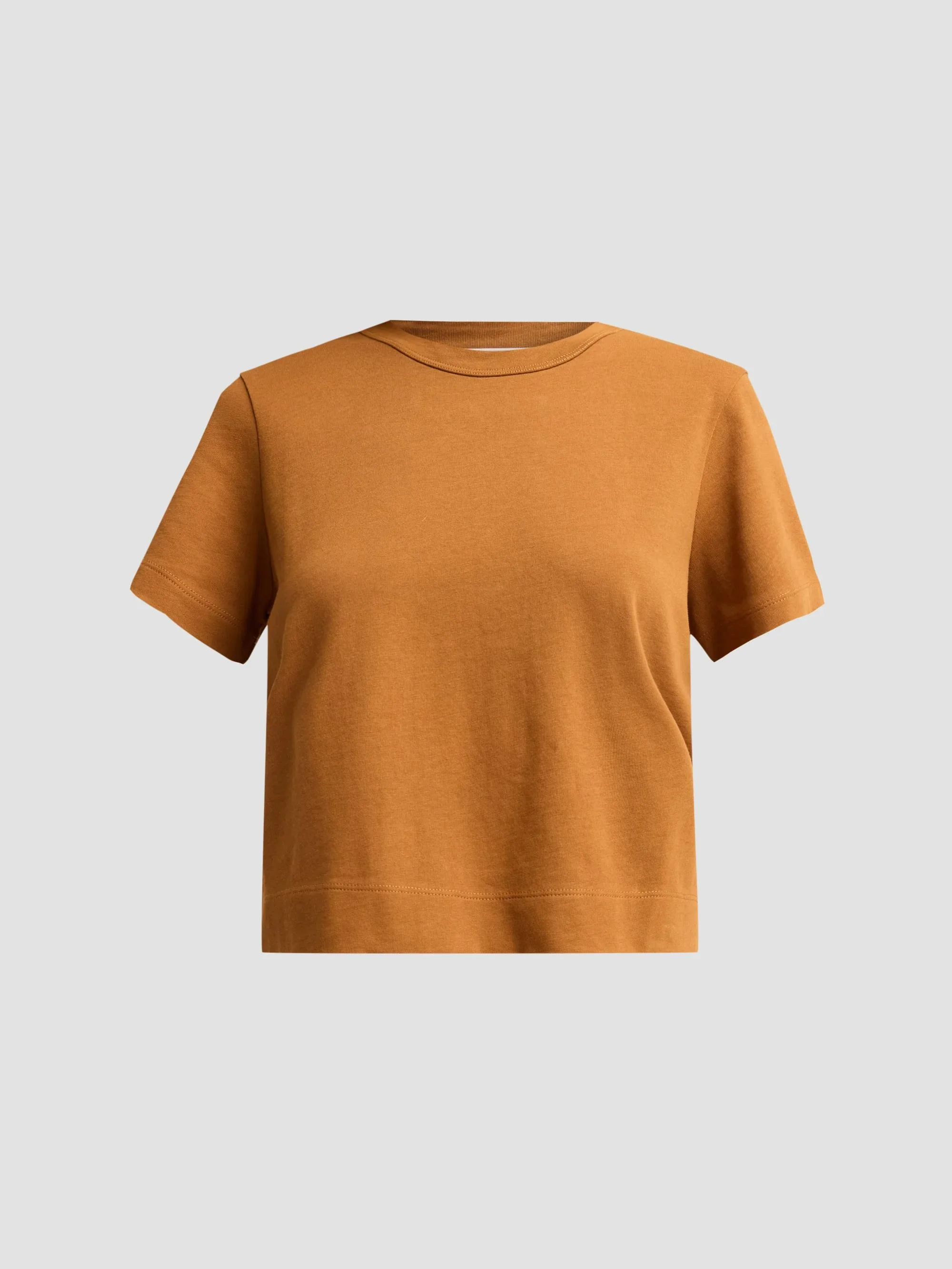 Women's Crewneck Cotton Boxy T-Shirt - Bronze - 1