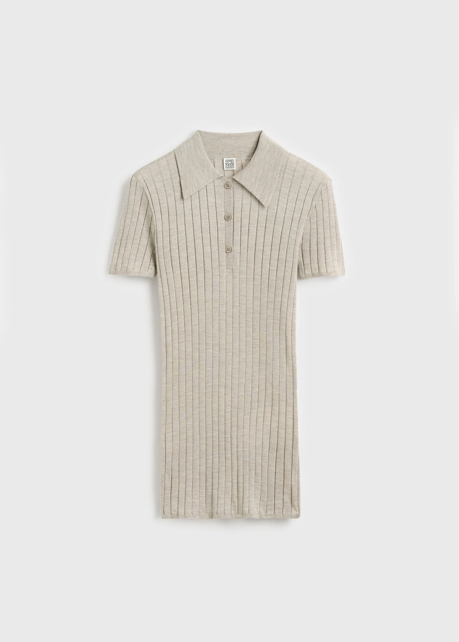 Ribbed cashmere silk polo oat melange - 1