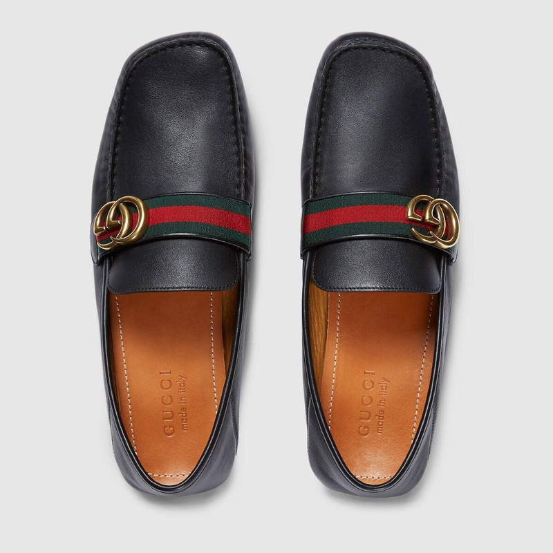 GUCCI Leather driver with Web outlook