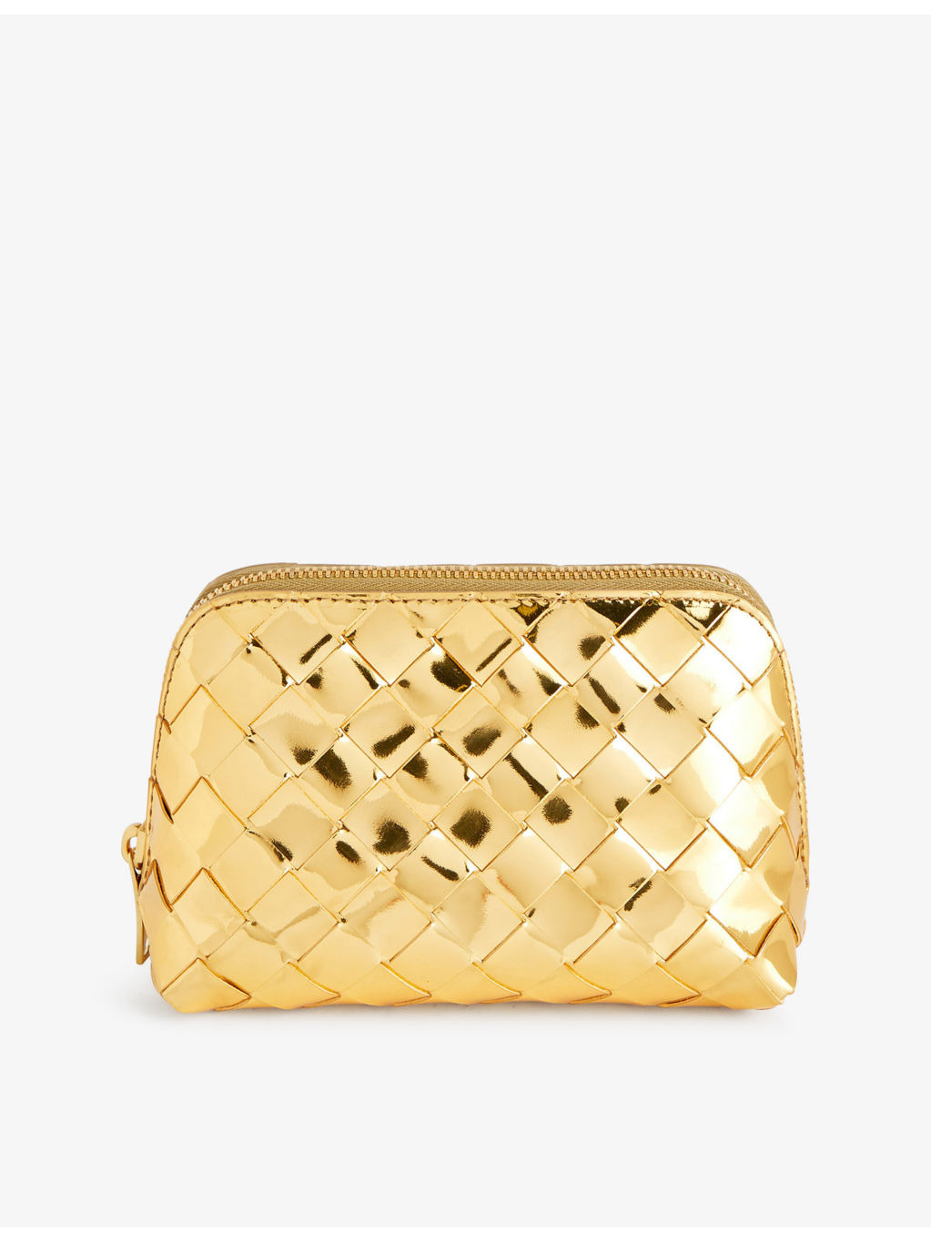 Intrecciato metallic-leather pouch - 1