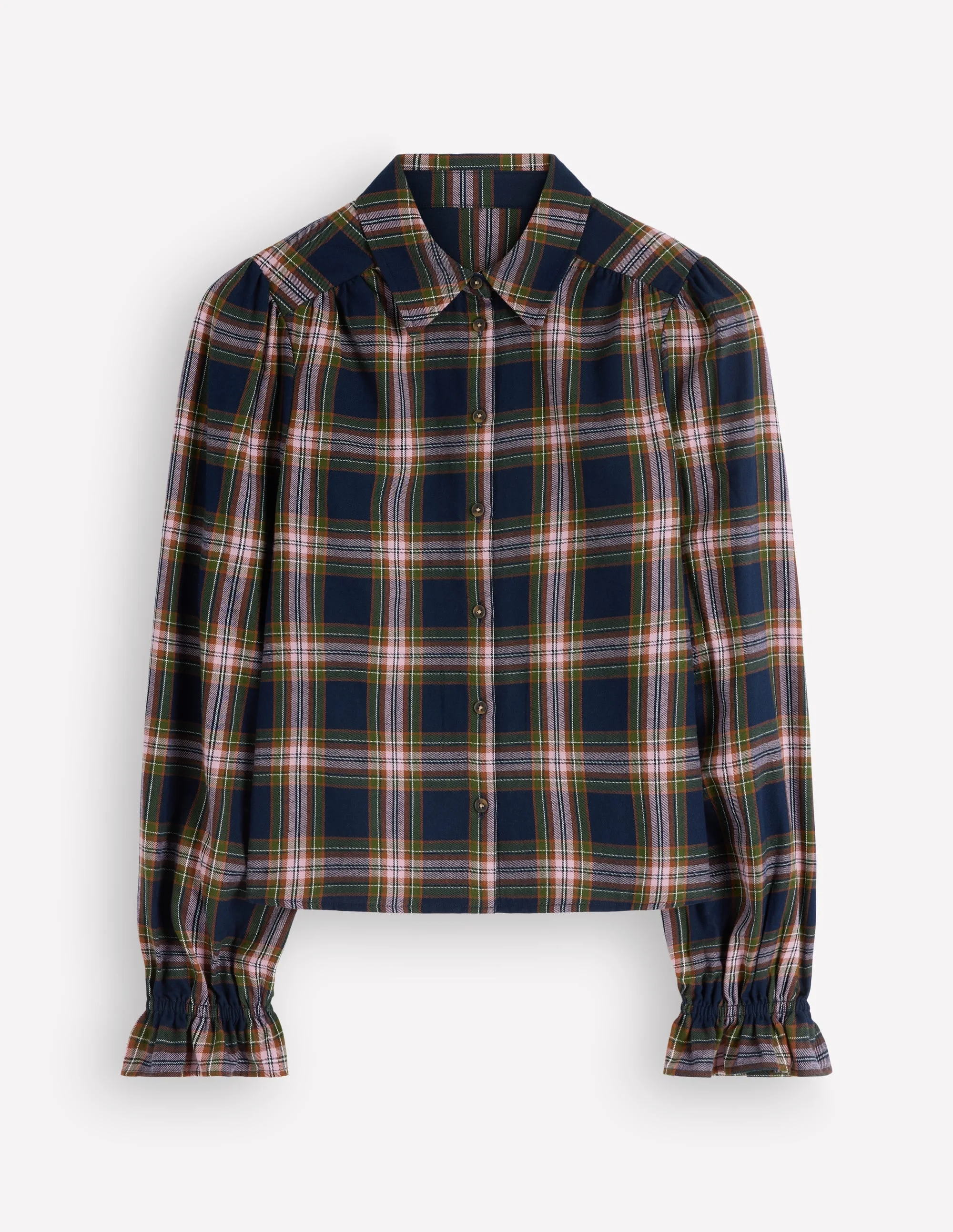 Violet Cotton Top-Navy, Green and Pink Check - 1