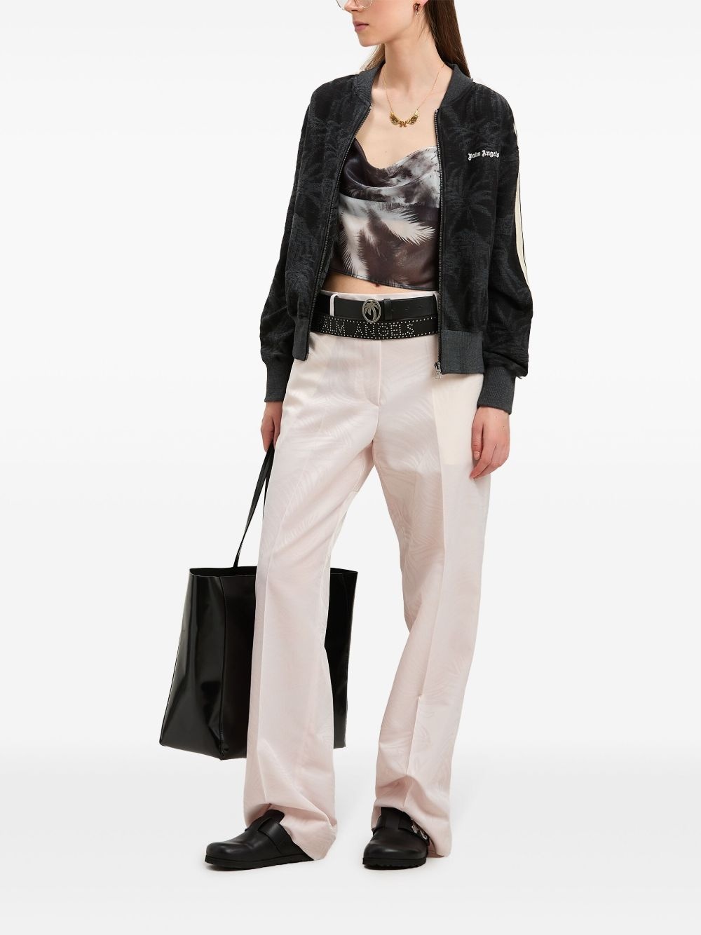 palms-jacquard trousers - 2