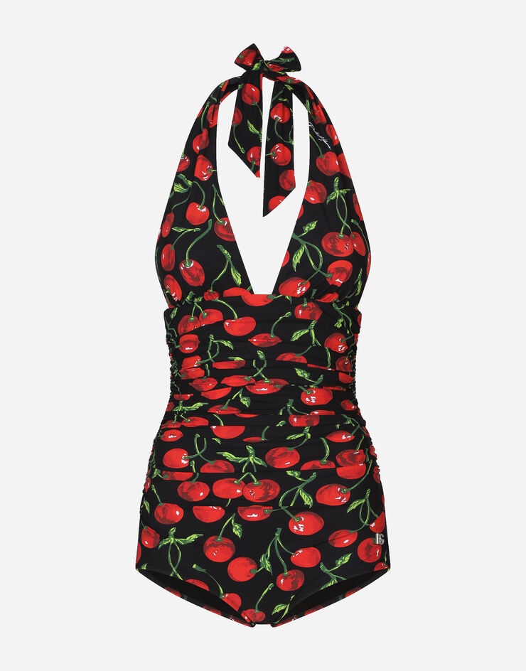 Cherry-print one-piece swimsuit - 1