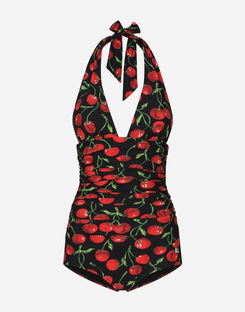 Cherry-print one-piece swimsuit 1