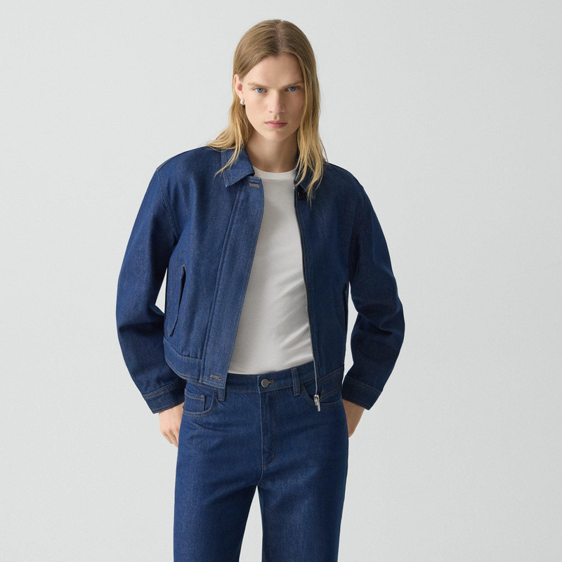 Cropped Track Jacket in Relaxed Denim 2