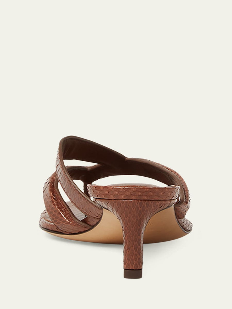 FENDI Fling Snake-Embossed Leather Thong Sandals outlook