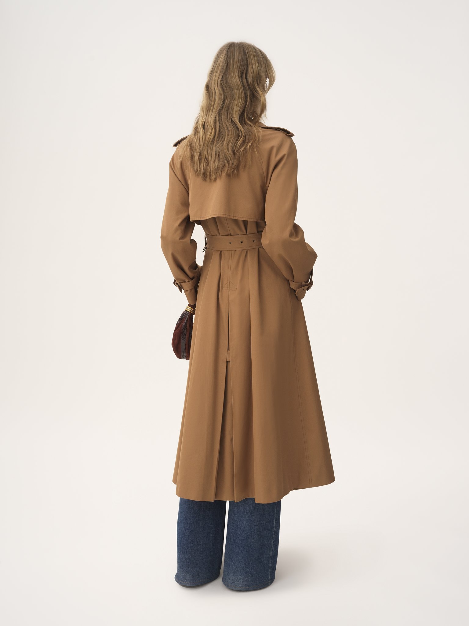 LONG TRENCH COAT IN COTTON GABARDINE - 5