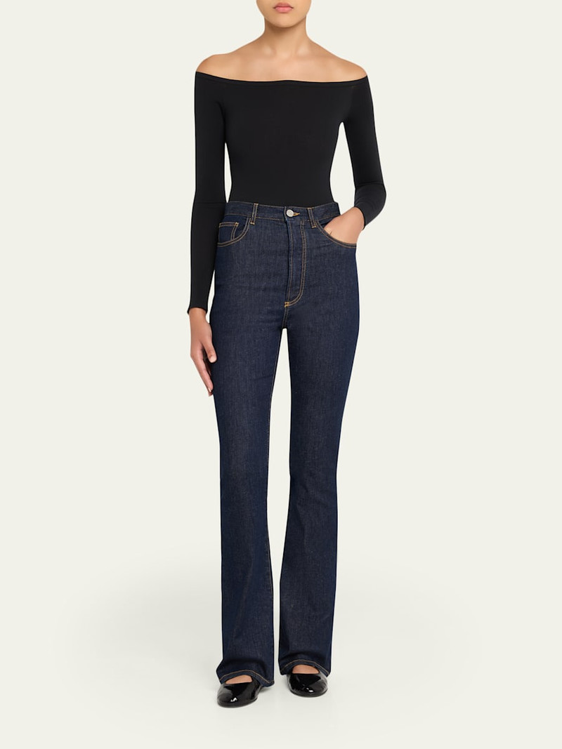 Alaïa Off-The-Shoulder Long-Sleeve Sculpting Bodysuit outlook