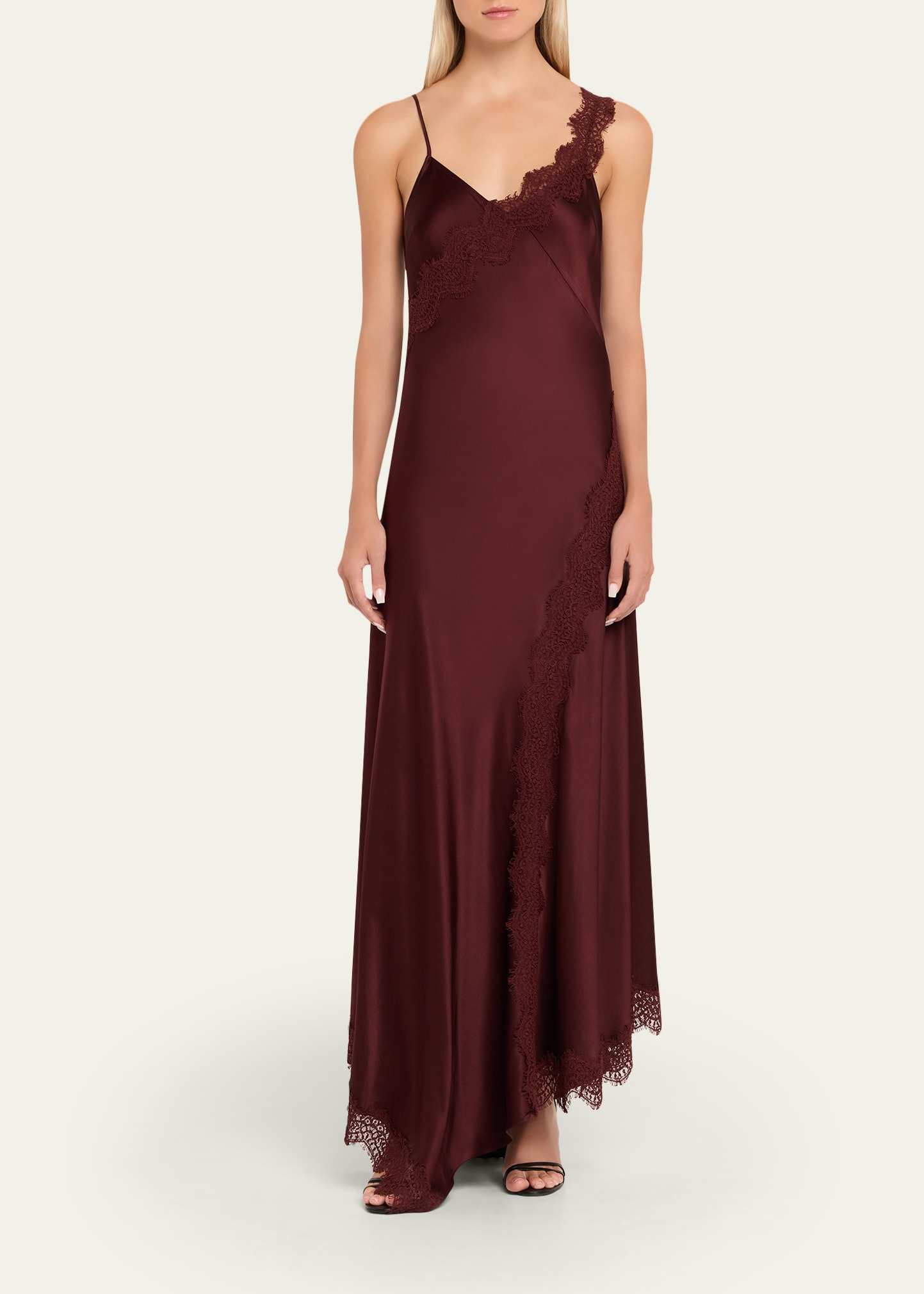 Vernon Lace-Trim Satin Slip Dress - 2