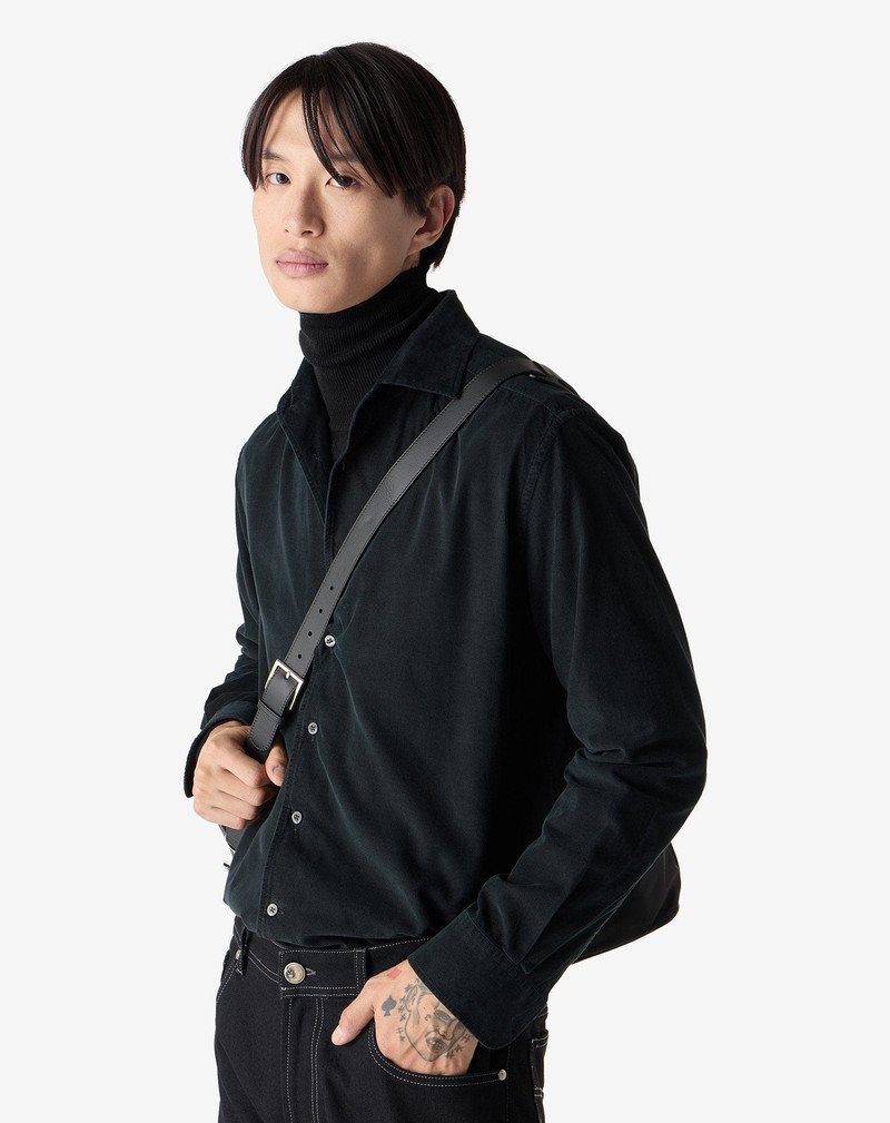 CORNELIANI Black cotton velvet shirt outlook