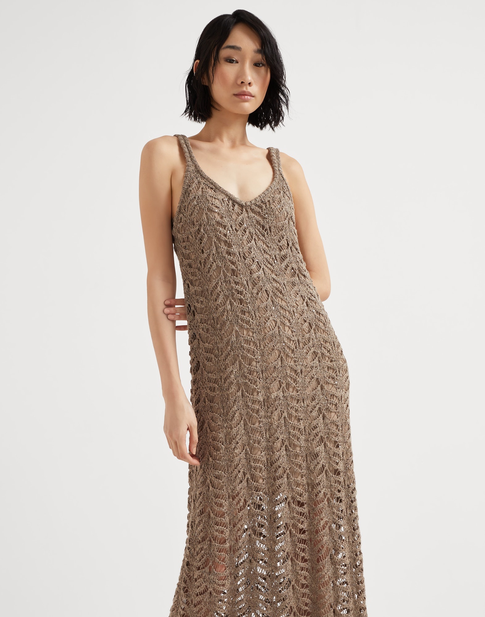 Foliage lace knit dress in linen and silk Diamond yarn - 4