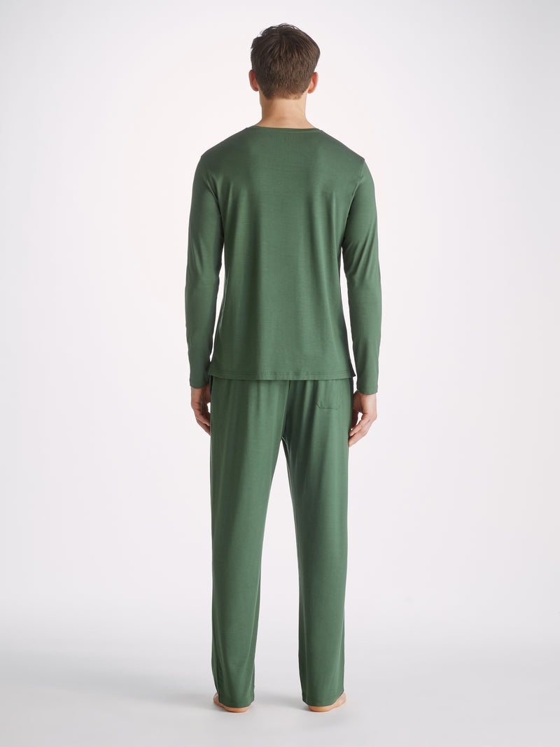 Men's Long Sleeve T-Shirt Basel Micro Modal Stretch Hunter Green - 4