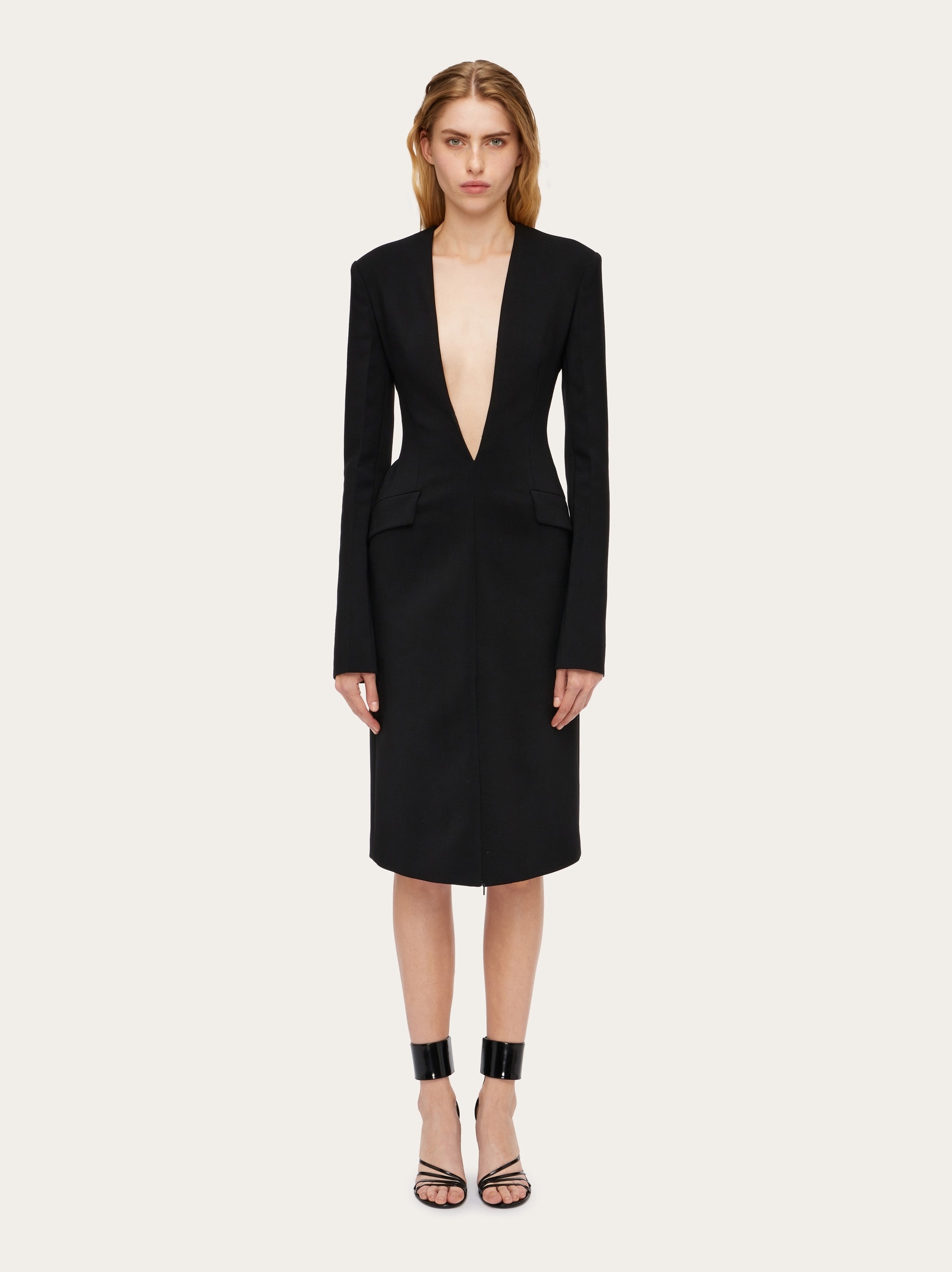 Deep V coat dress - 2
