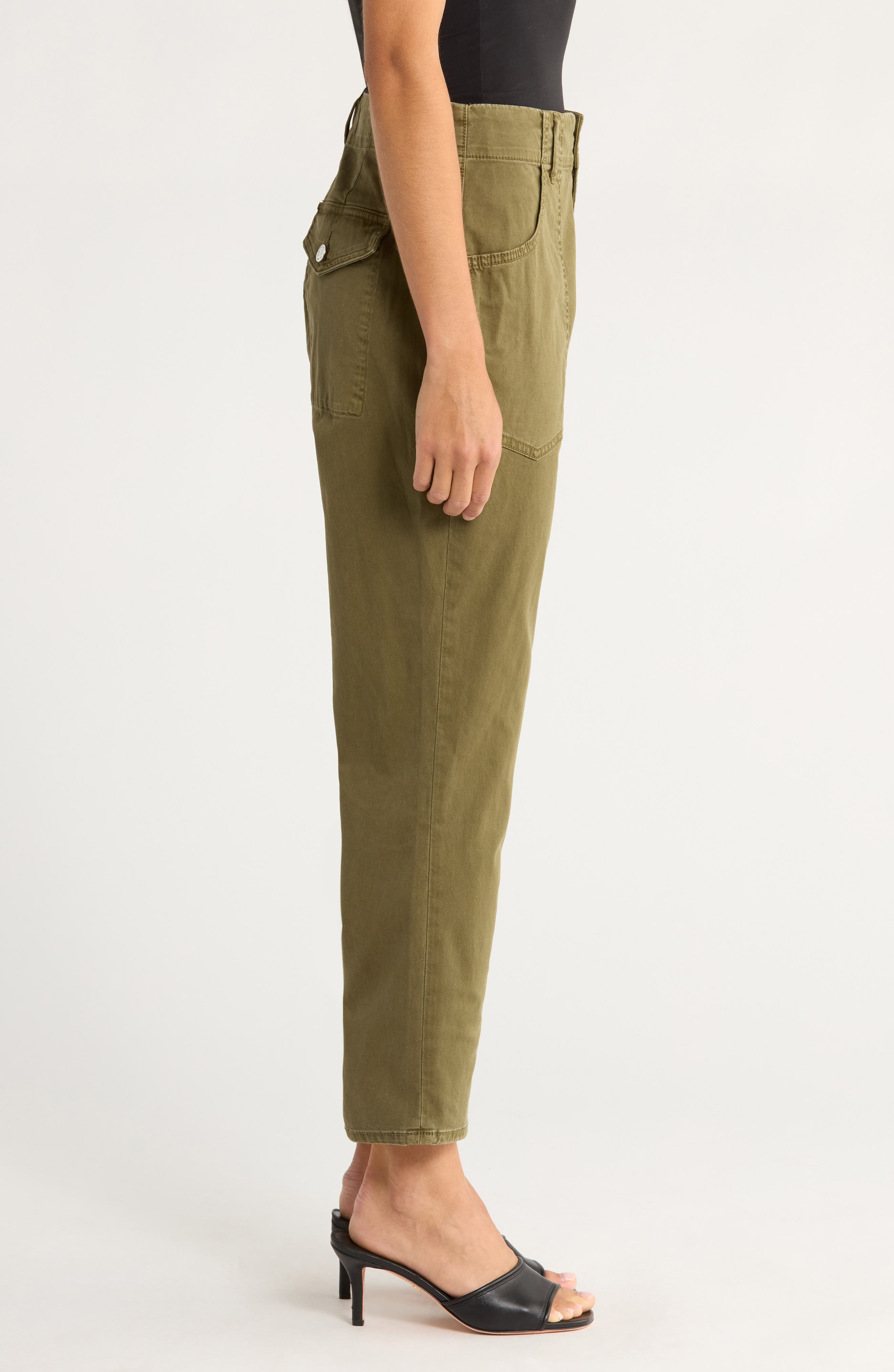 Veronica Beard Arya Crop Straight Leg Pants in Army Green at Nordstrom - 3