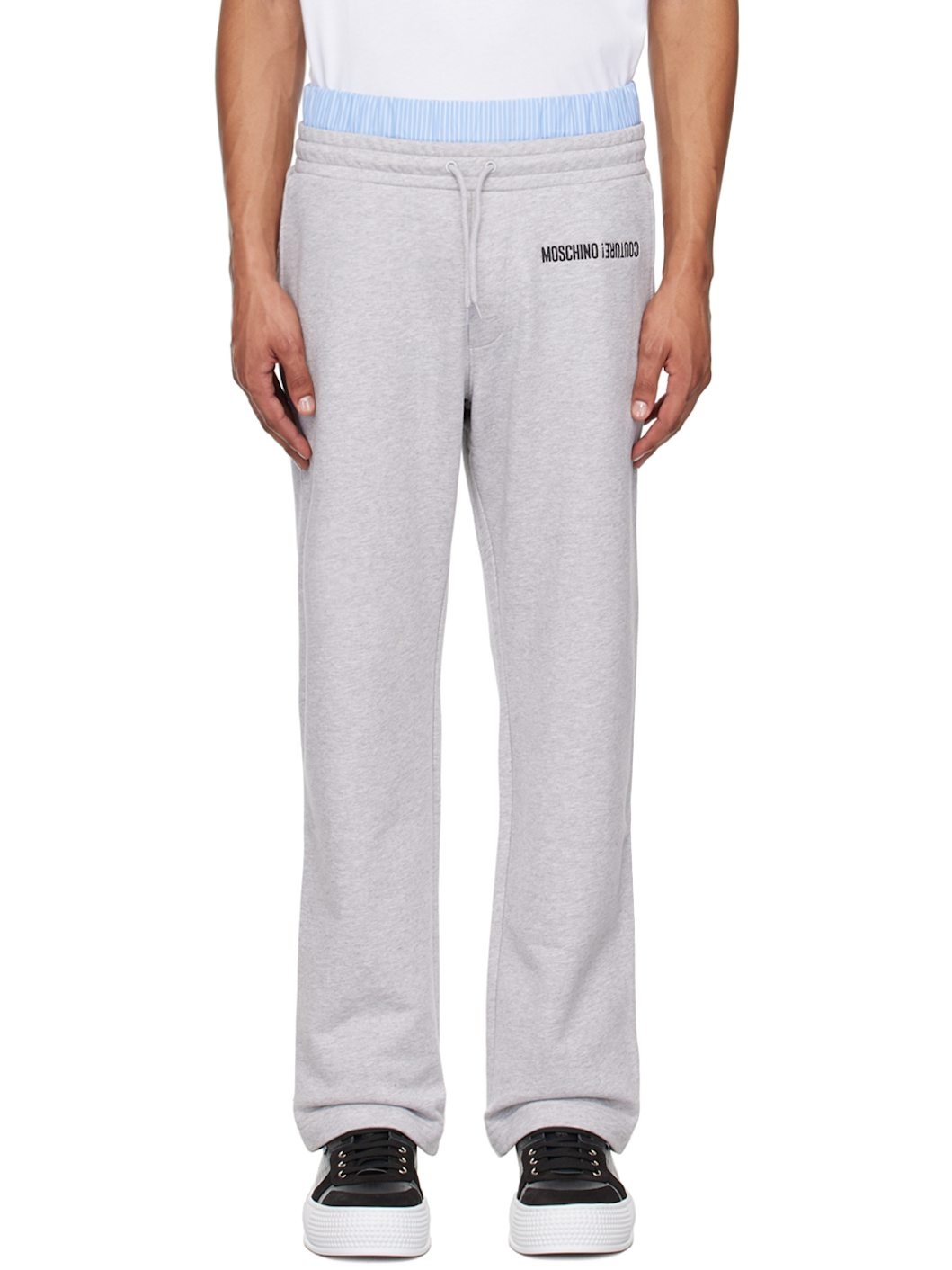 Gray Upside Down Logo Sweatpants - 1