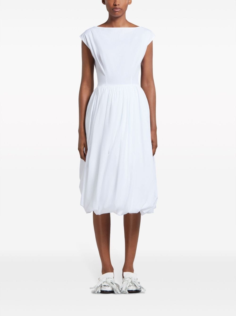 boat-neck cotton midi dress - 2