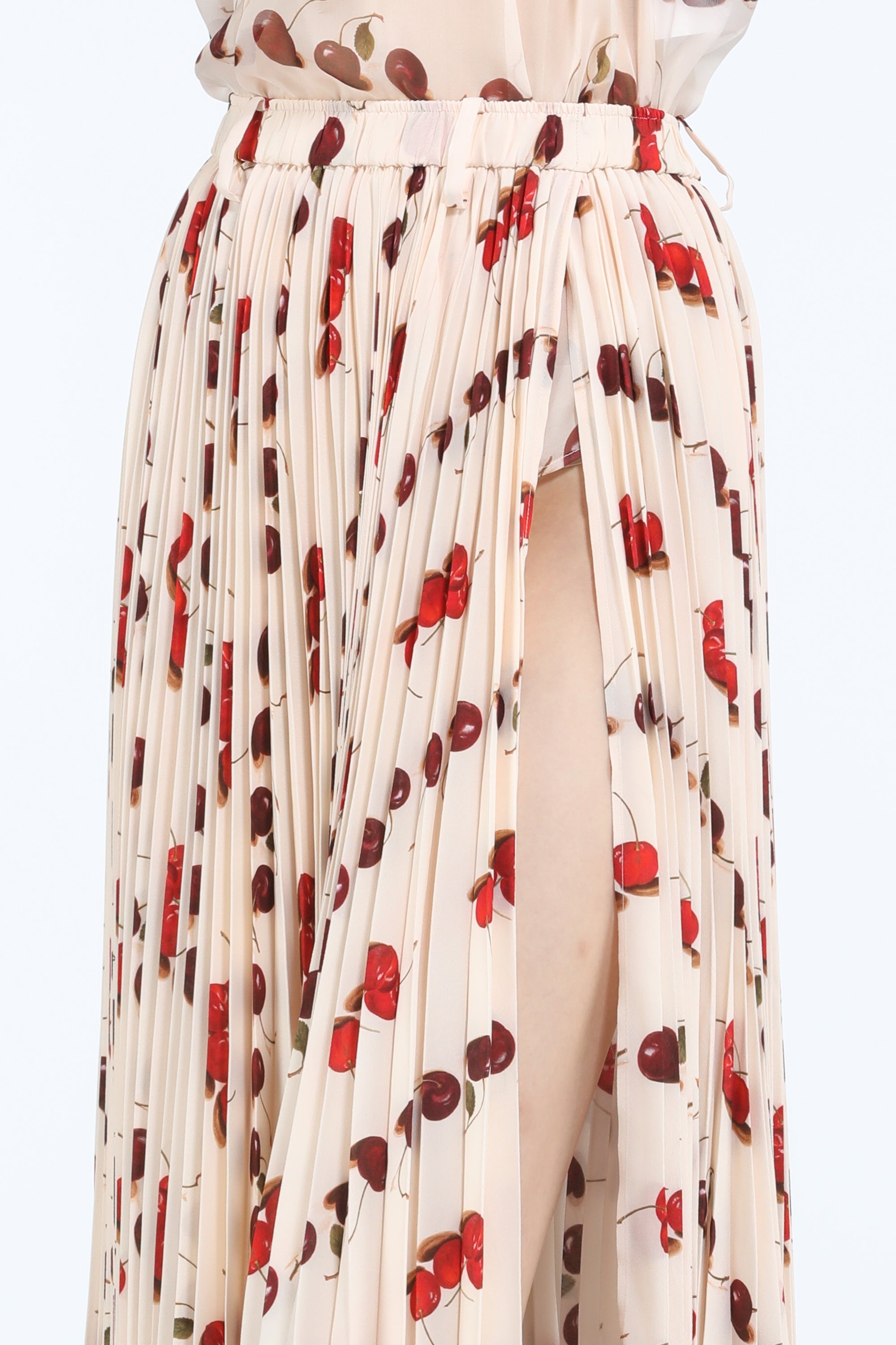 CHERRY-PRINT PLEATED SKIRT - 5